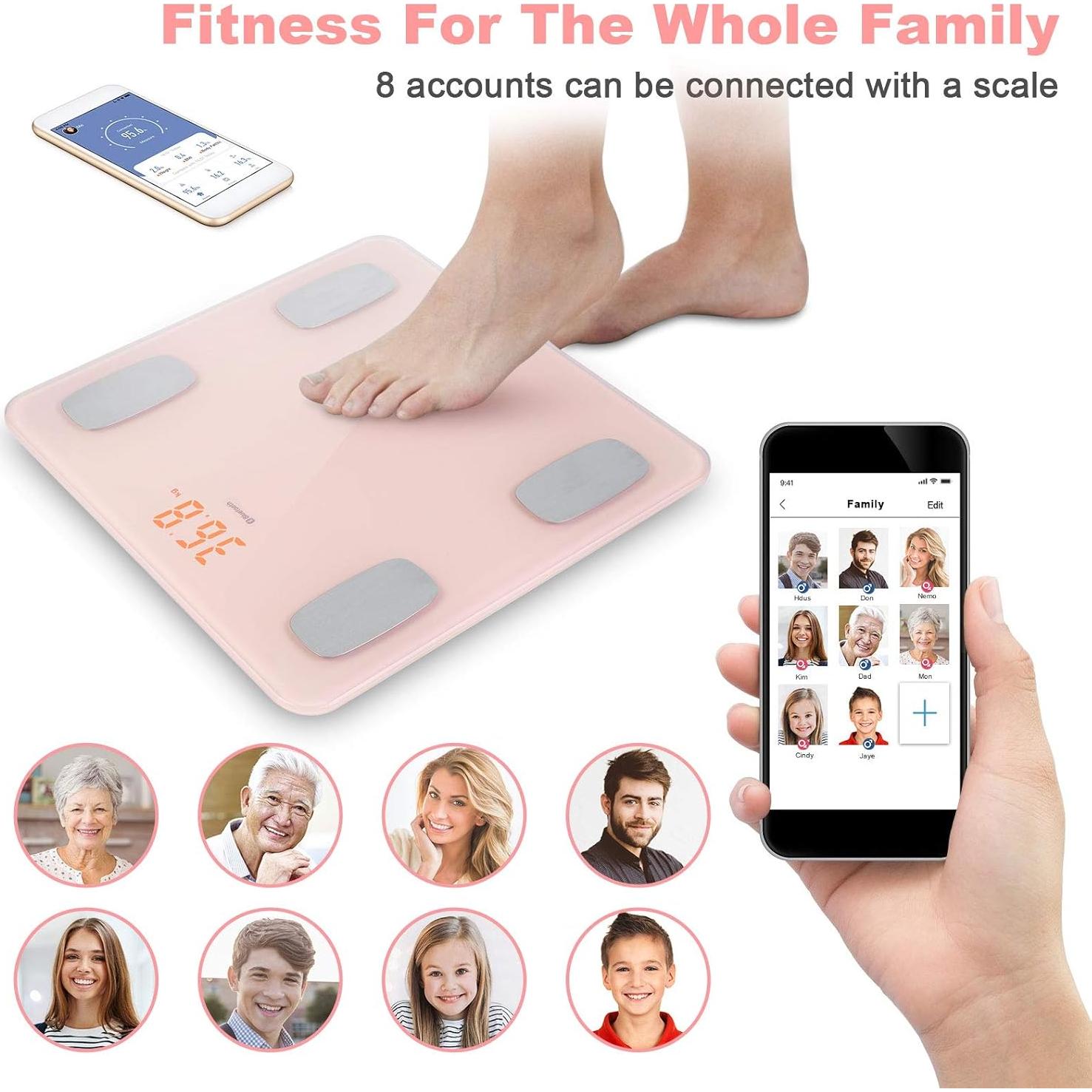 Báscula de Grasa Corporal Himaly Rosa Digital Bluetooth 181 kg