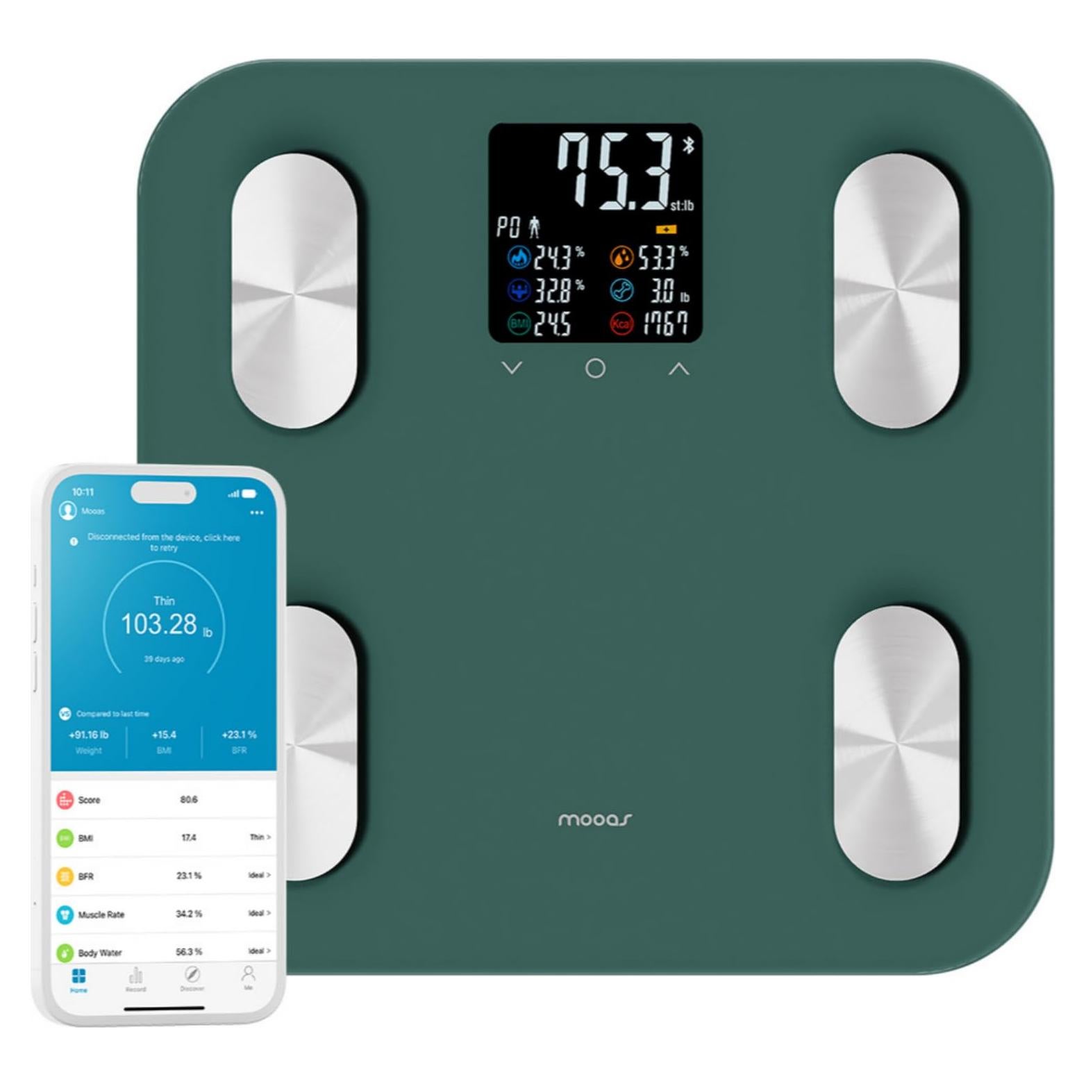 Balanza Inteligente Mooas Bluetooth 180 kg Grasa Corporal IMC