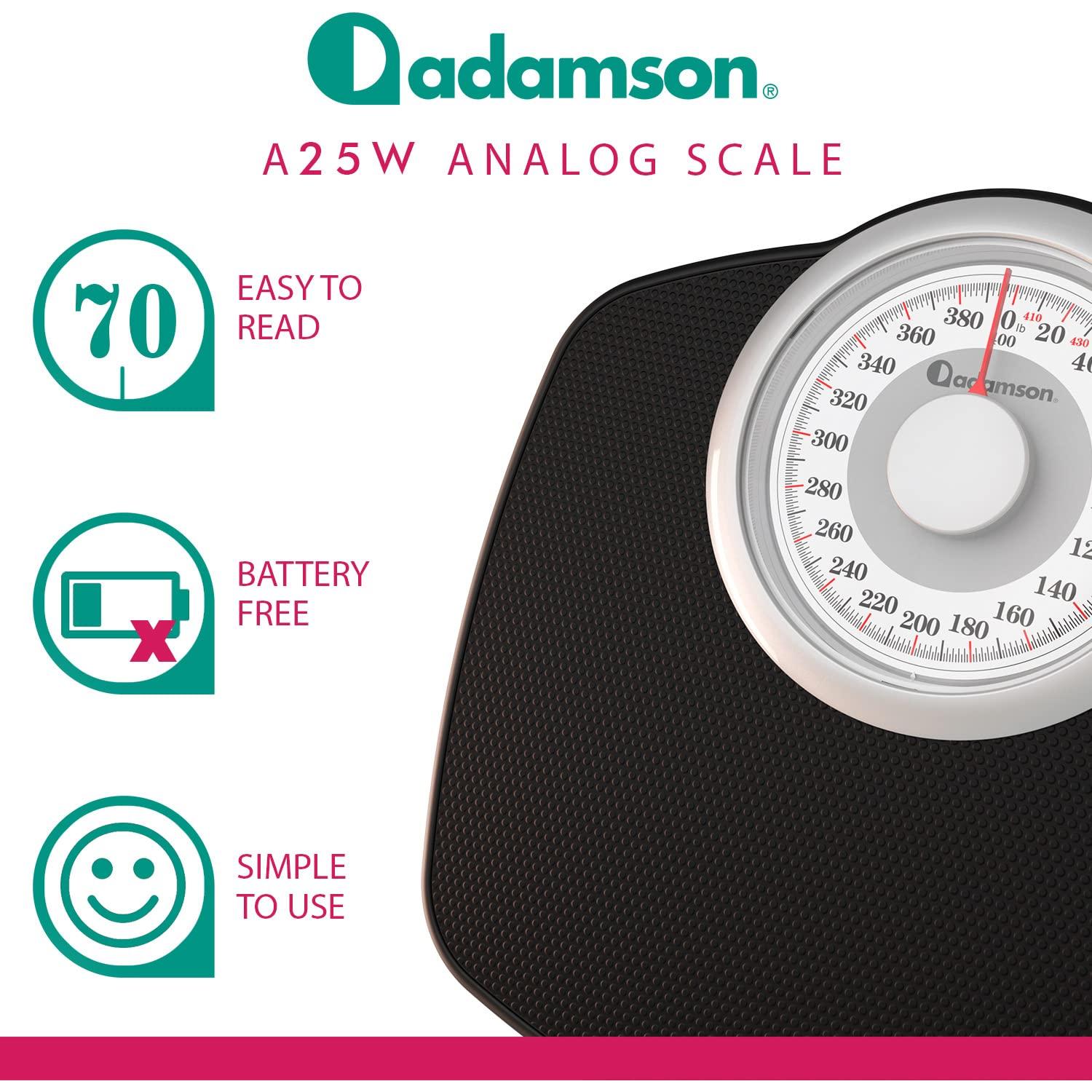 Báscula Analógica Adamson A25W - Hasta 181.44 kg - Dial 13.46 cm