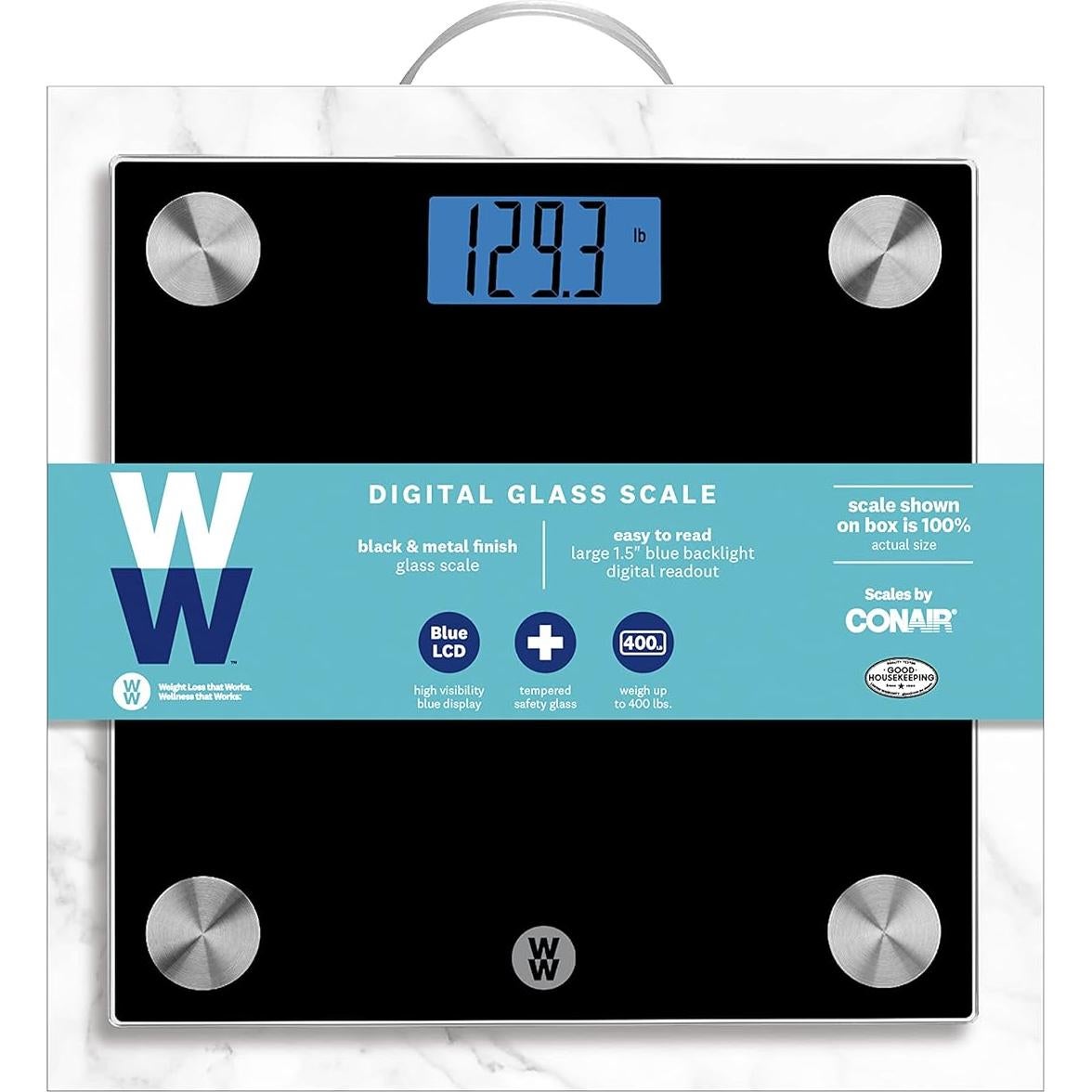 Báscula Digital de Baño Conair WW261Z, Vidrio Negro 182 kg