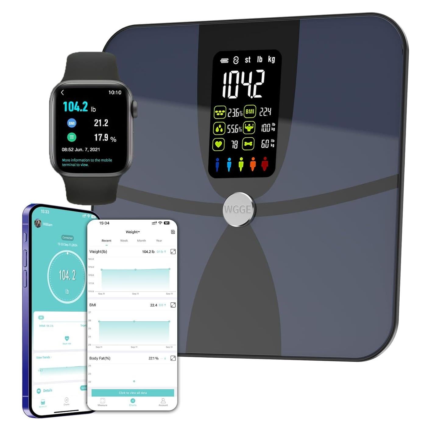 Escala de Peso Corporal Inteligente WGGE con 17 Métricas