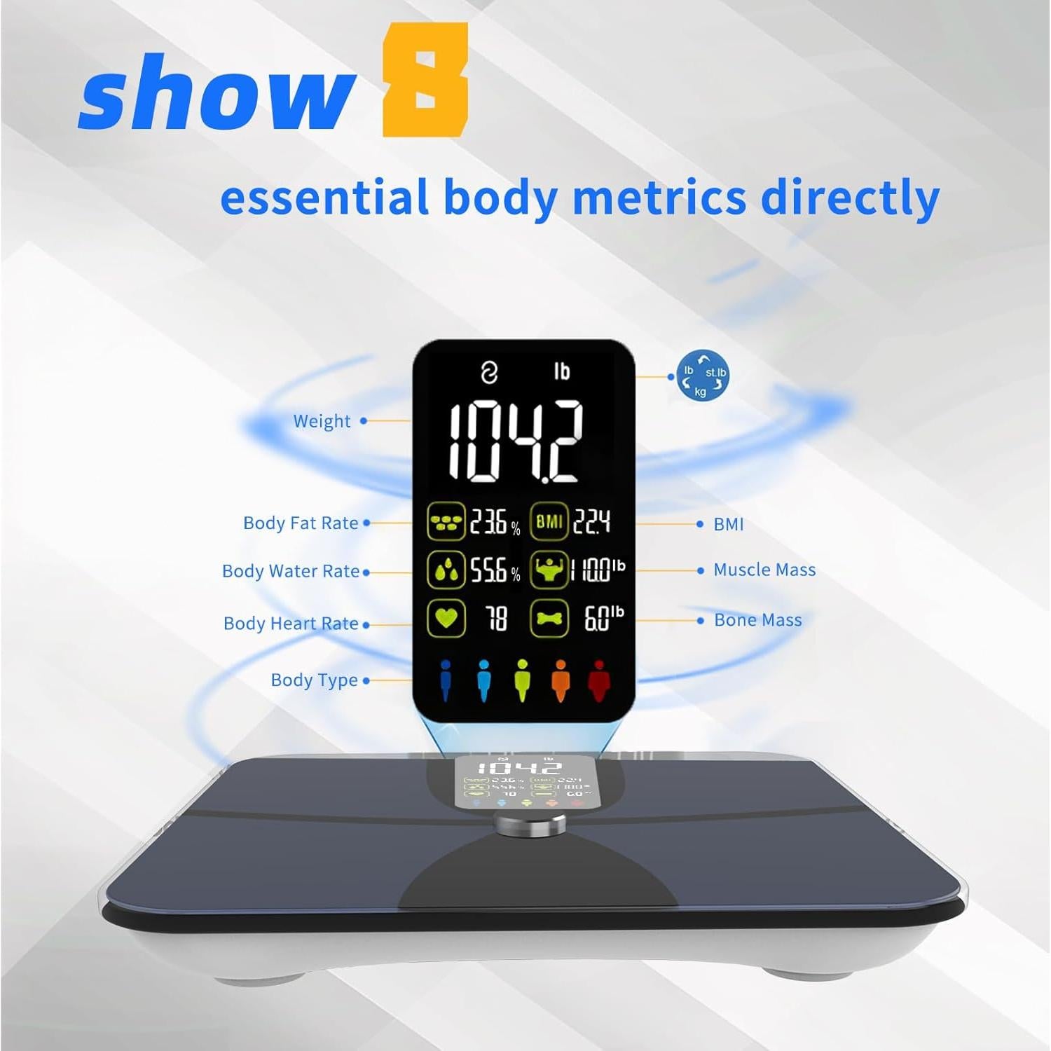 Escala de Peso Corporal Inteligente WGGE con 17 Métricas