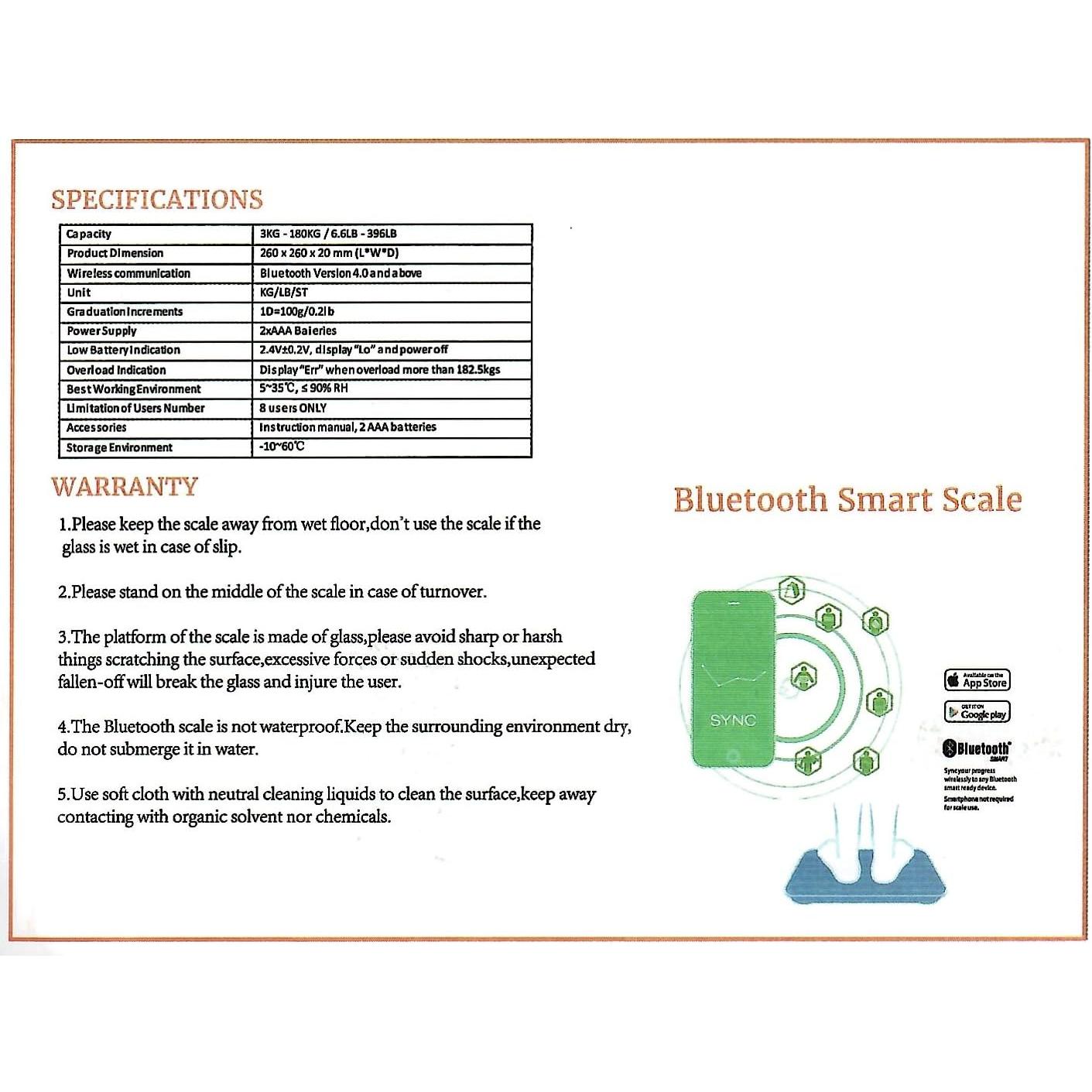 Escala Digital Bluetooth Body Basics - 180 kg, IMC y Grasa Corporal