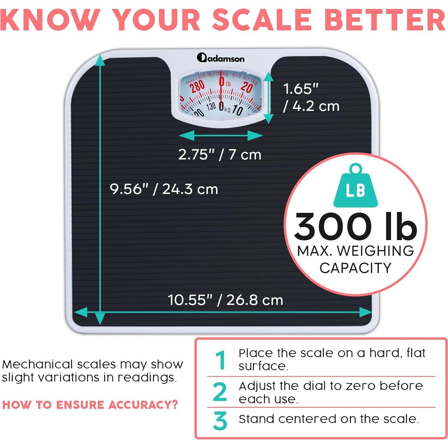 Báscula Analógica Adamson A21 - Soporta 136 kg - Antideslizante