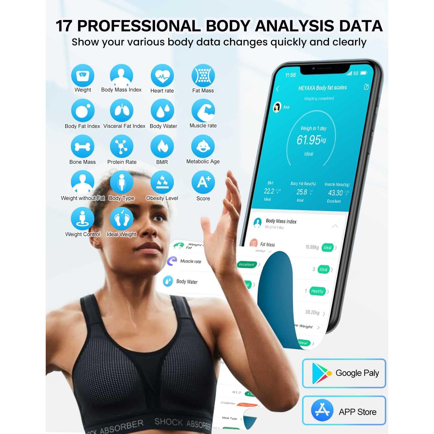 Báscula Inteligente Heyaxa TS-BF8028 con Pantalla LCD 181kg