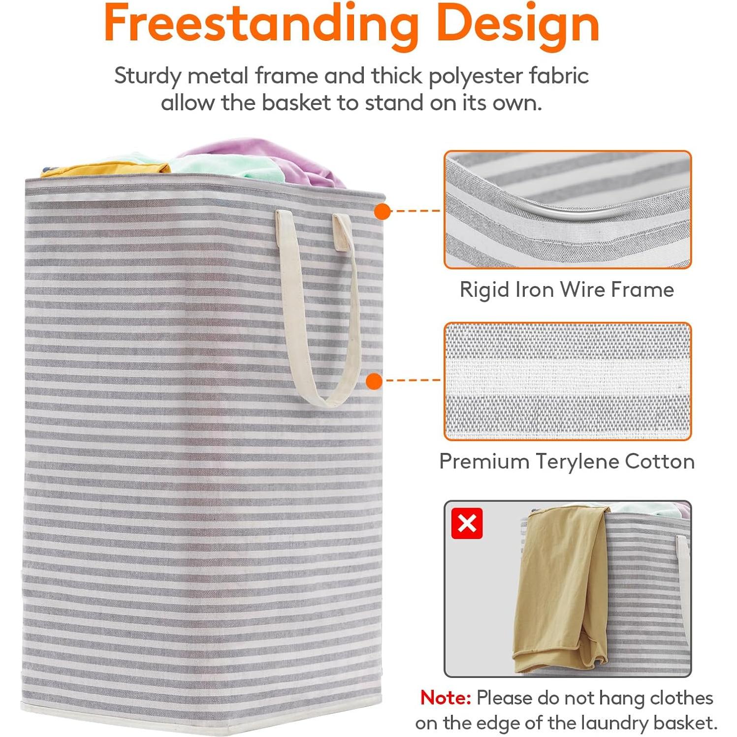 Cesta de Ropa Plegable Lifewit 2 Pack 80L Impermeable Gris