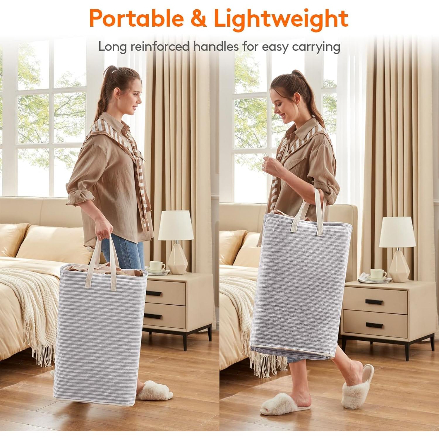 Cesta de Ropa Plegable Lifewit 2 Pack 80L Impermeable Gris