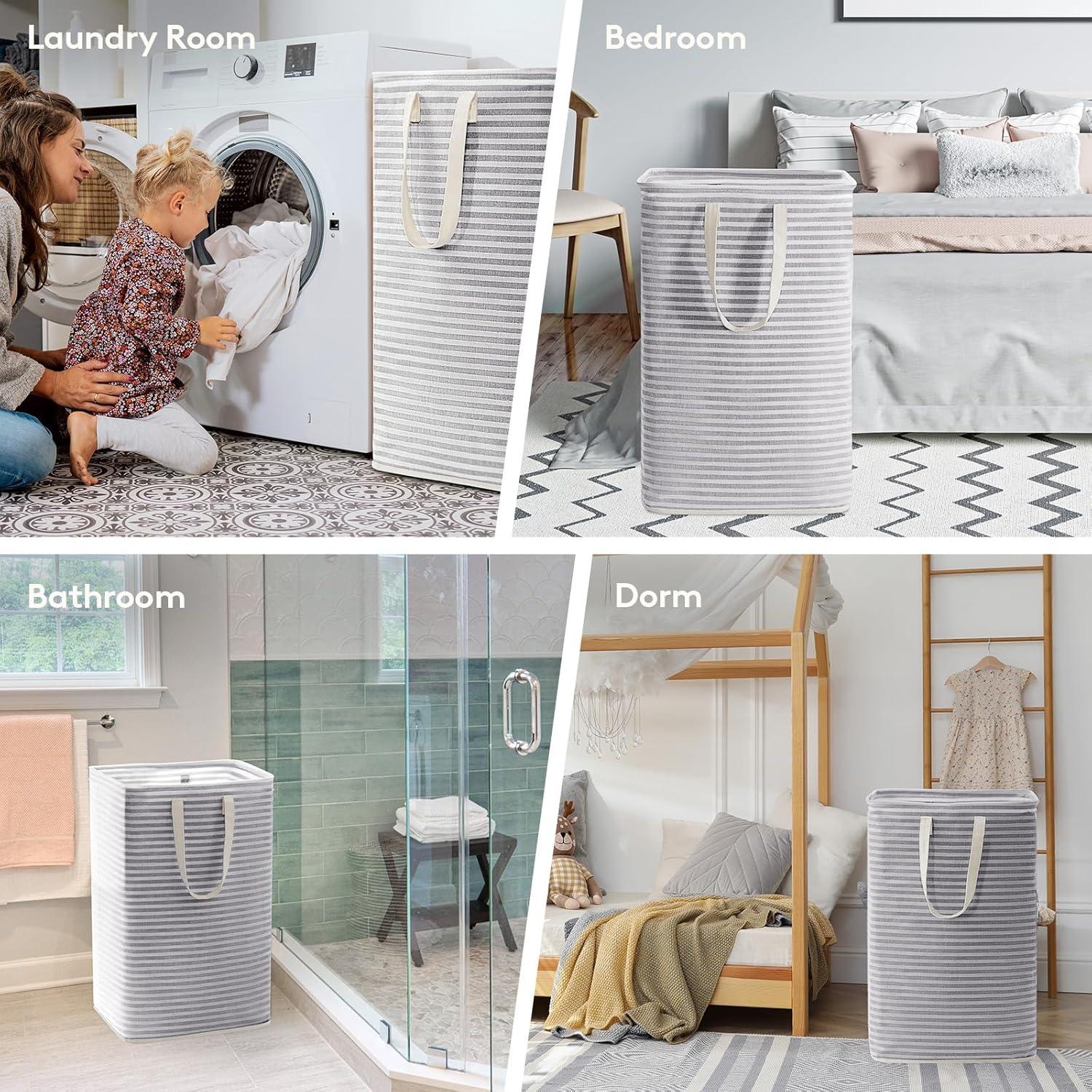 Cesta de Ropa Plegable Lifewit 2 Pack 80L Impermeable Gris