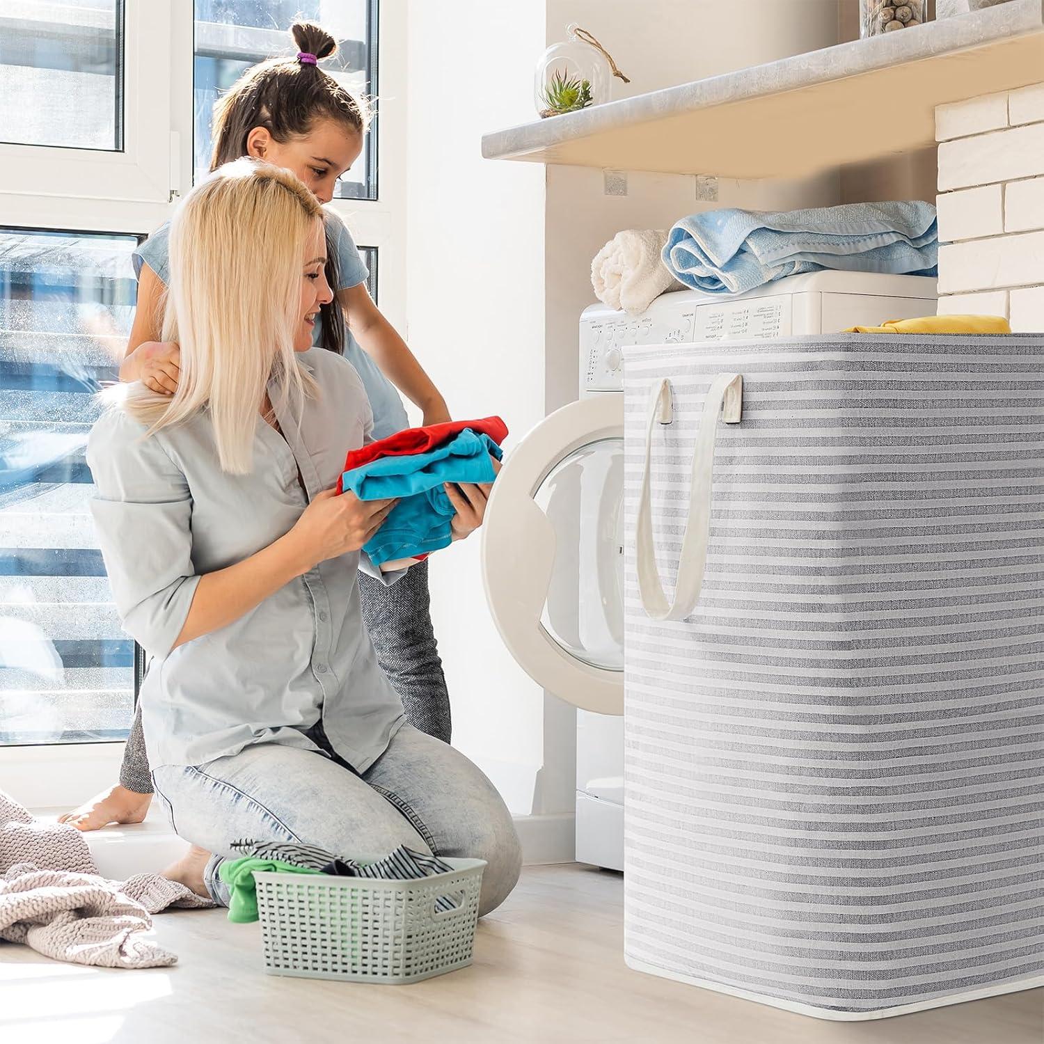 Cesta de Ropa Plegable Lifewit 2 Pack 80L Impermeable Gris