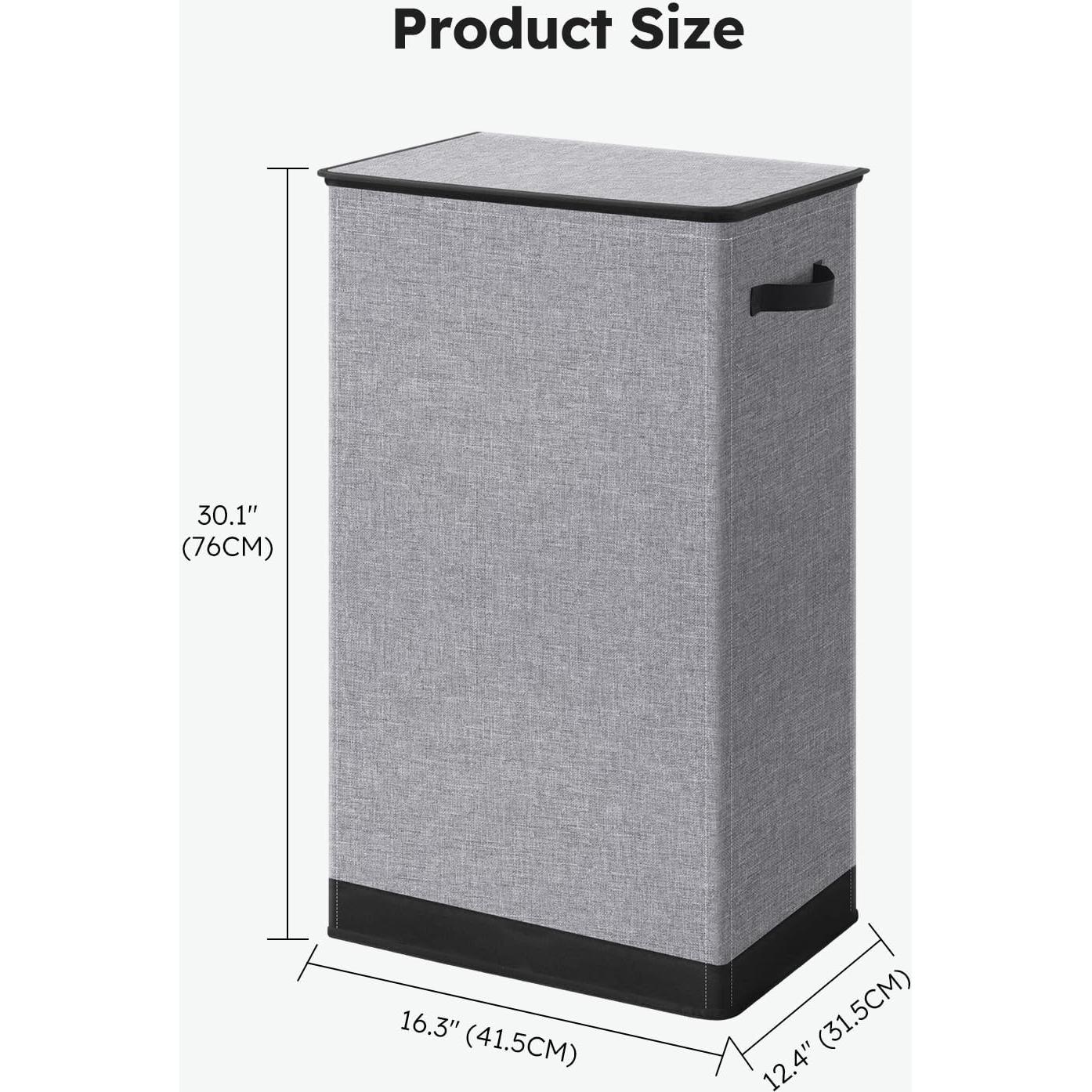 Cesto de Ropa SOLEDI 100L con Tapa y Bolsa Extraíble Gris