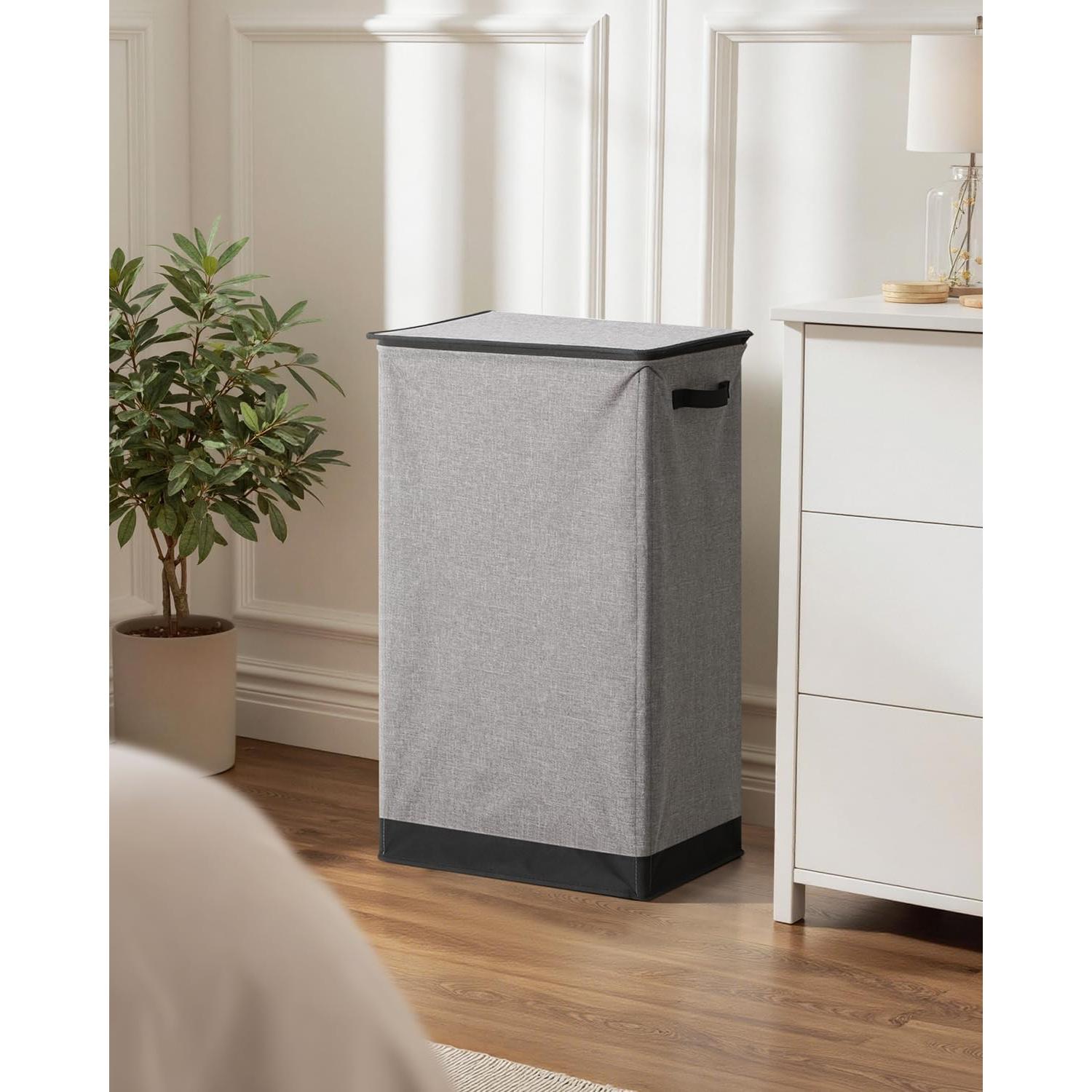 Cesto de Ropa SOLEDI 100L con Tapa y Bolsa Extraíble Gris