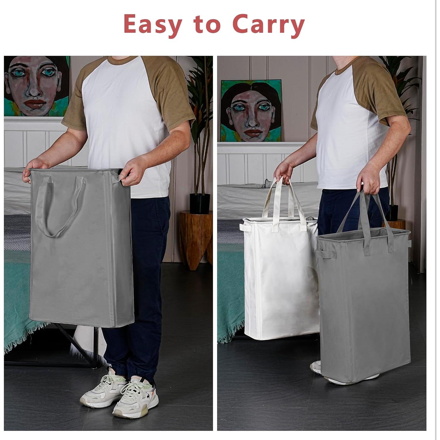 Cesta de Lavandería Plegable Efluky 48L Beige para Espacios Pequeños