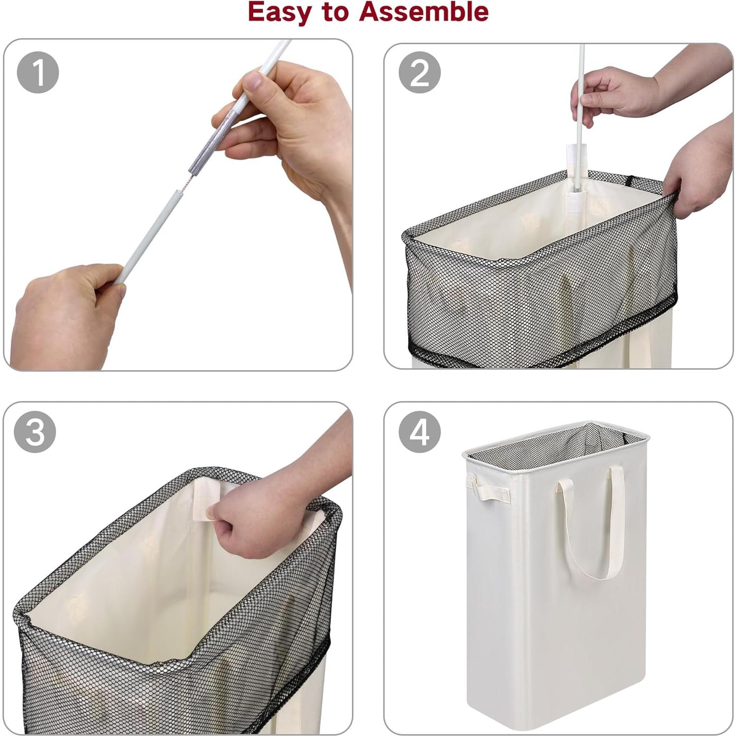 Cesta de Lavandería Plegable Efluky 48L Beige para Espacios Pequeños