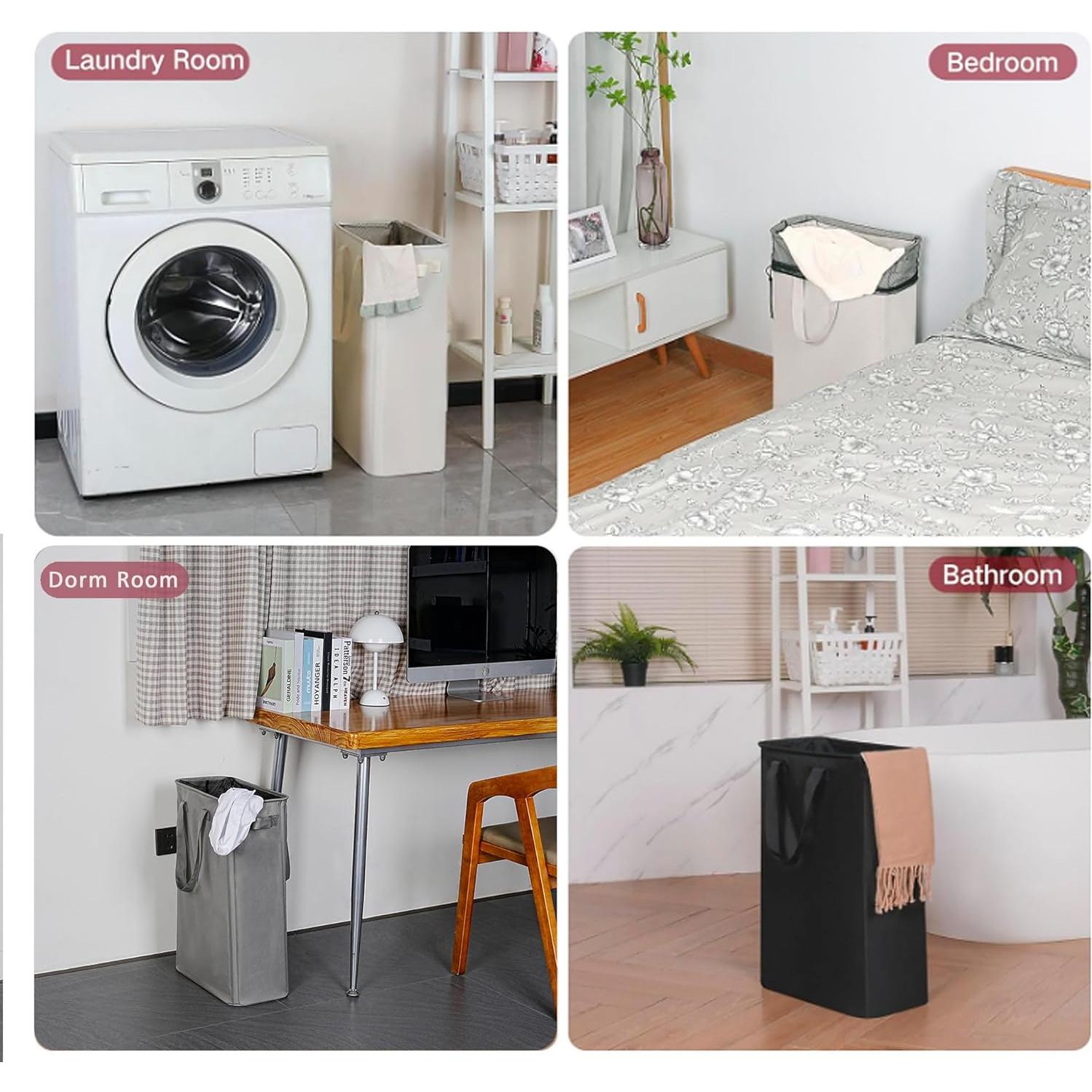 Cesta de Lavandería Plegable Efluky 48L Beige para Espacios Pequeños