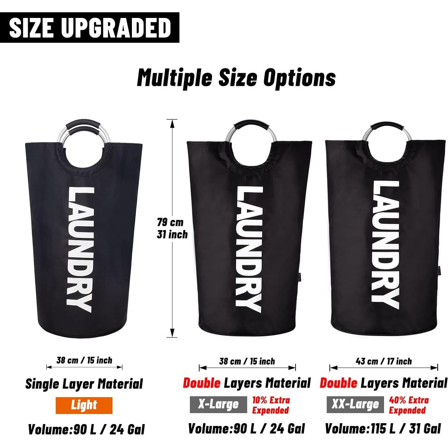 Cesta de Ropa Plegable Caroeas 90L Impermeable Negra