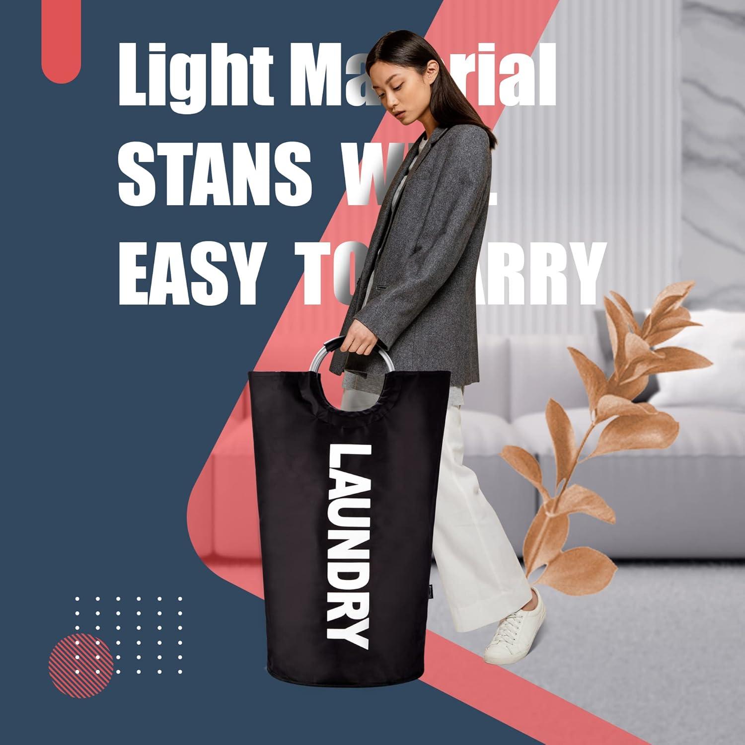 Cesta de Ropa Plegable Caroeas 90L Impermeable Negra