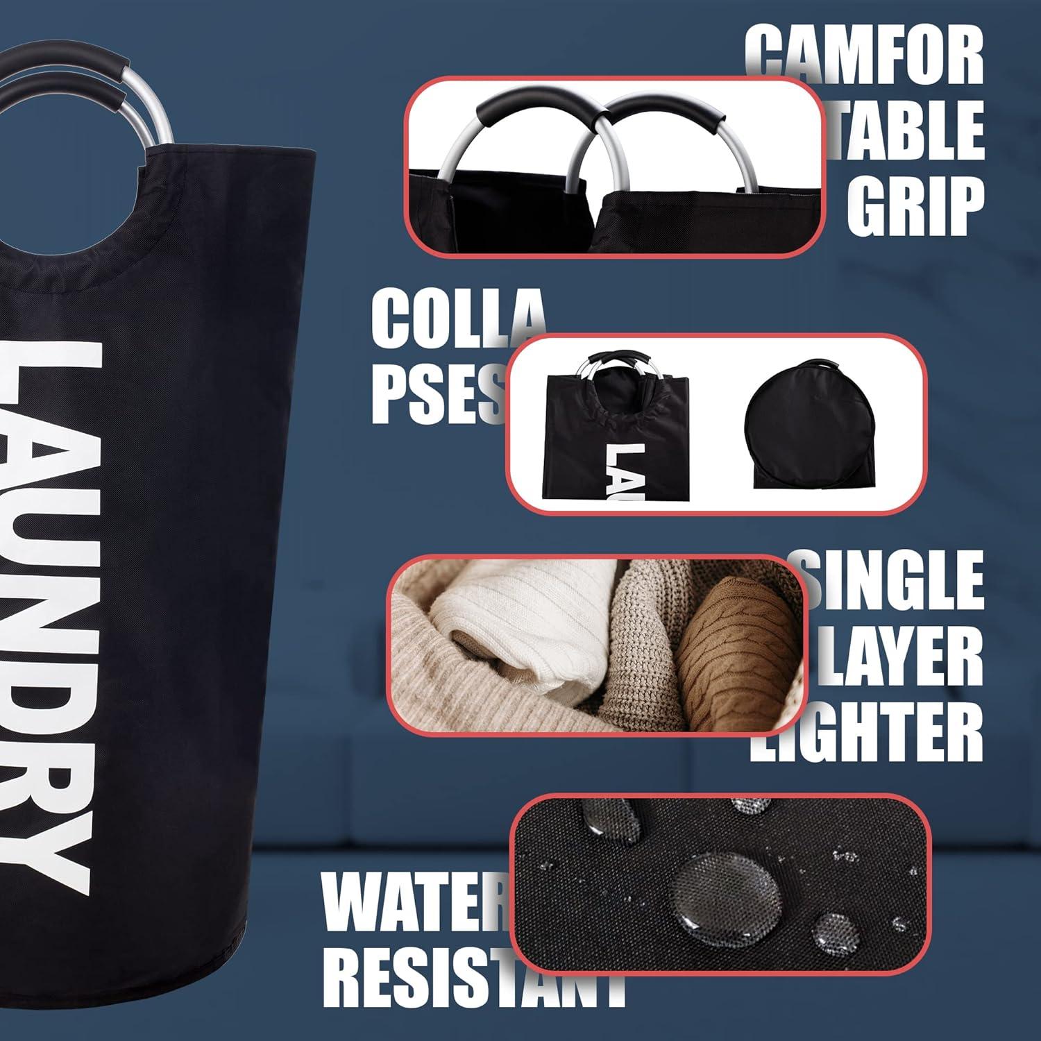 Cesta de Ropa Plegable Caroeas 90L Impermeable Negra