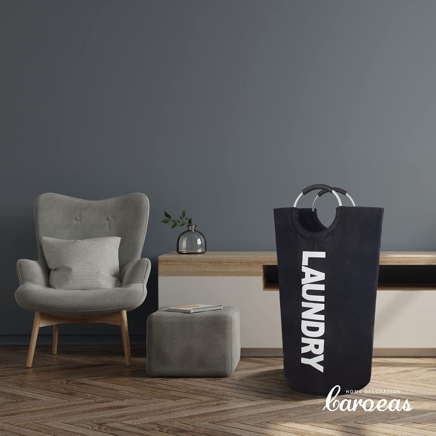 Cesta de Ropa Plegable Caroeas 90L Impermeable Negra