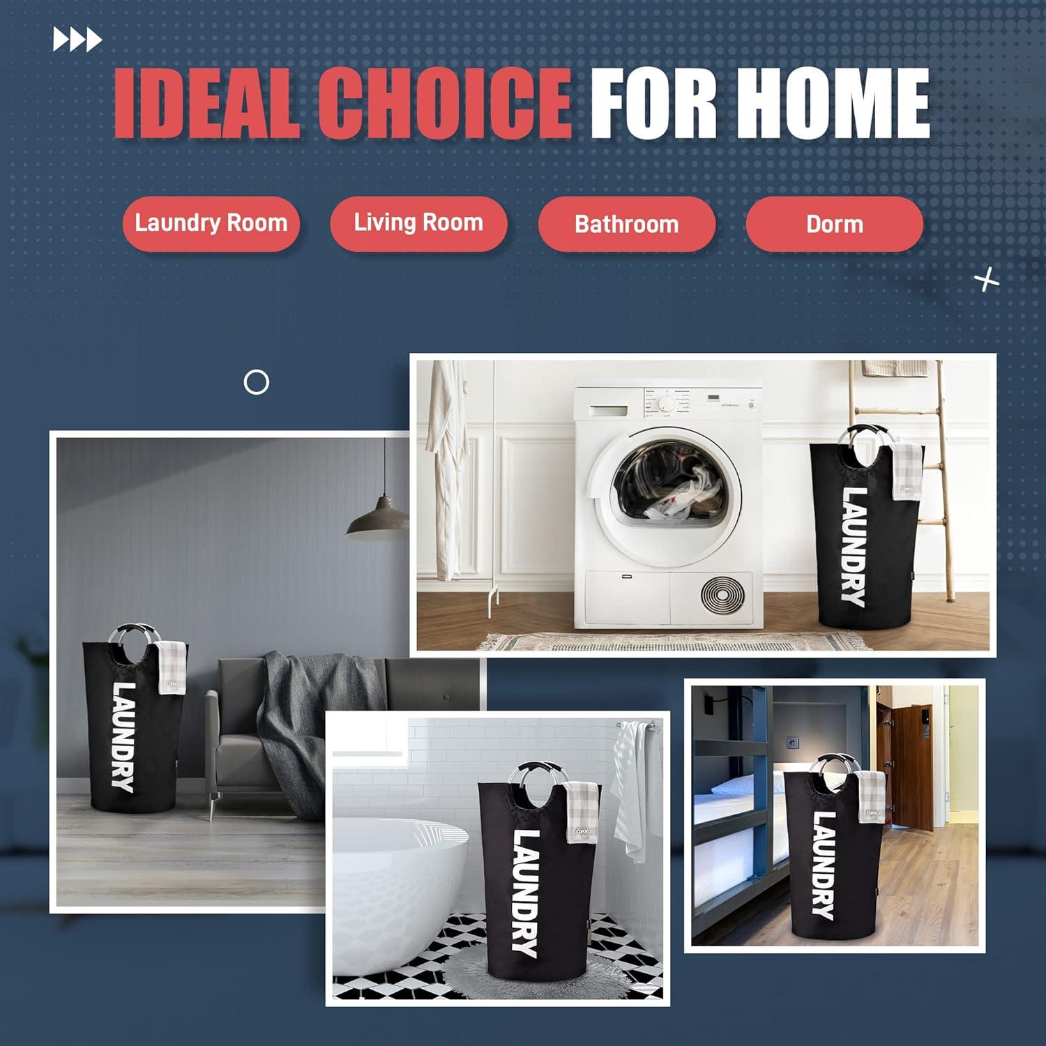 Cesta de Ropa Plegable Caroeas 90L Impermeable Negra