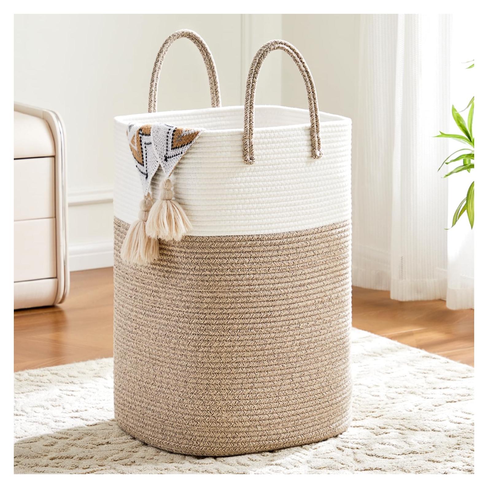 Cesta de Ropa Artfeel 60L Algodón Tejido Marrón Plegable