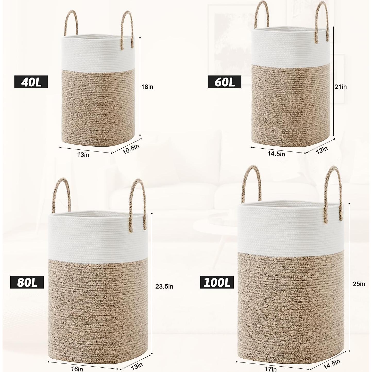 Cesta de Ropa Artfeel 60L Algodón Tejido Marrón Plegable