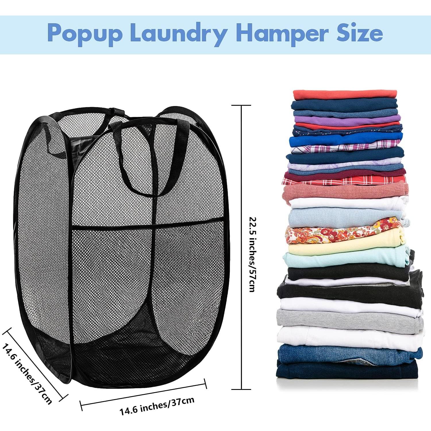 Cesta de Lavandería Plegable DUCOO 70L Malla Negra