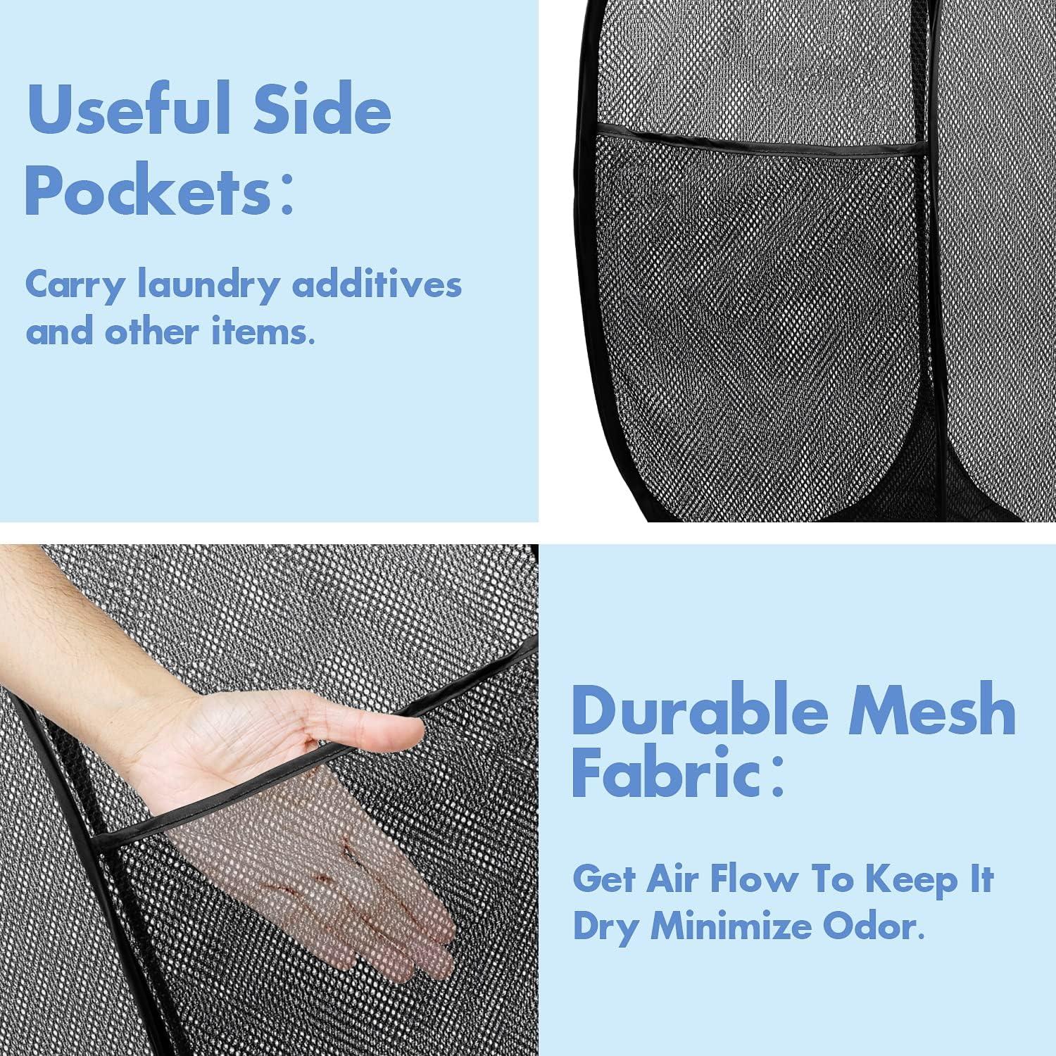 Cesta de Lavandería Plegable DUCOO 70L Malla Negra