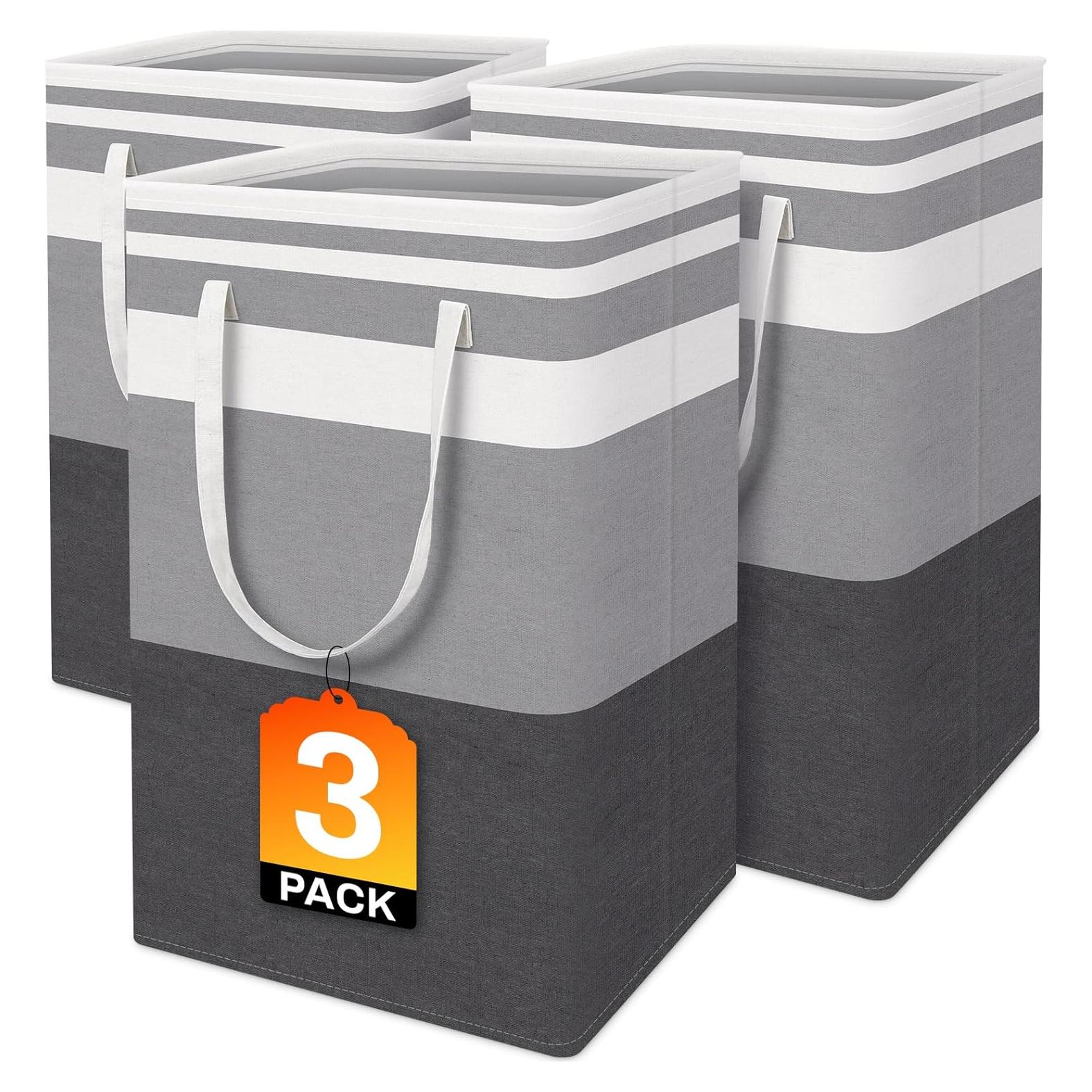 Cesta de Ropa Plegable BlissTotes 3-Pack 75L Gris