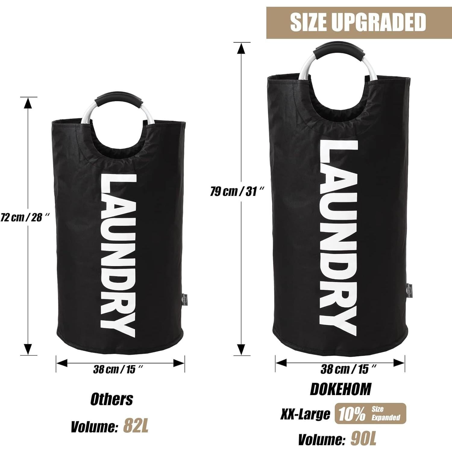 Cesto de Ropa Plegable DOKEHOM 90L Negro para Lavandería