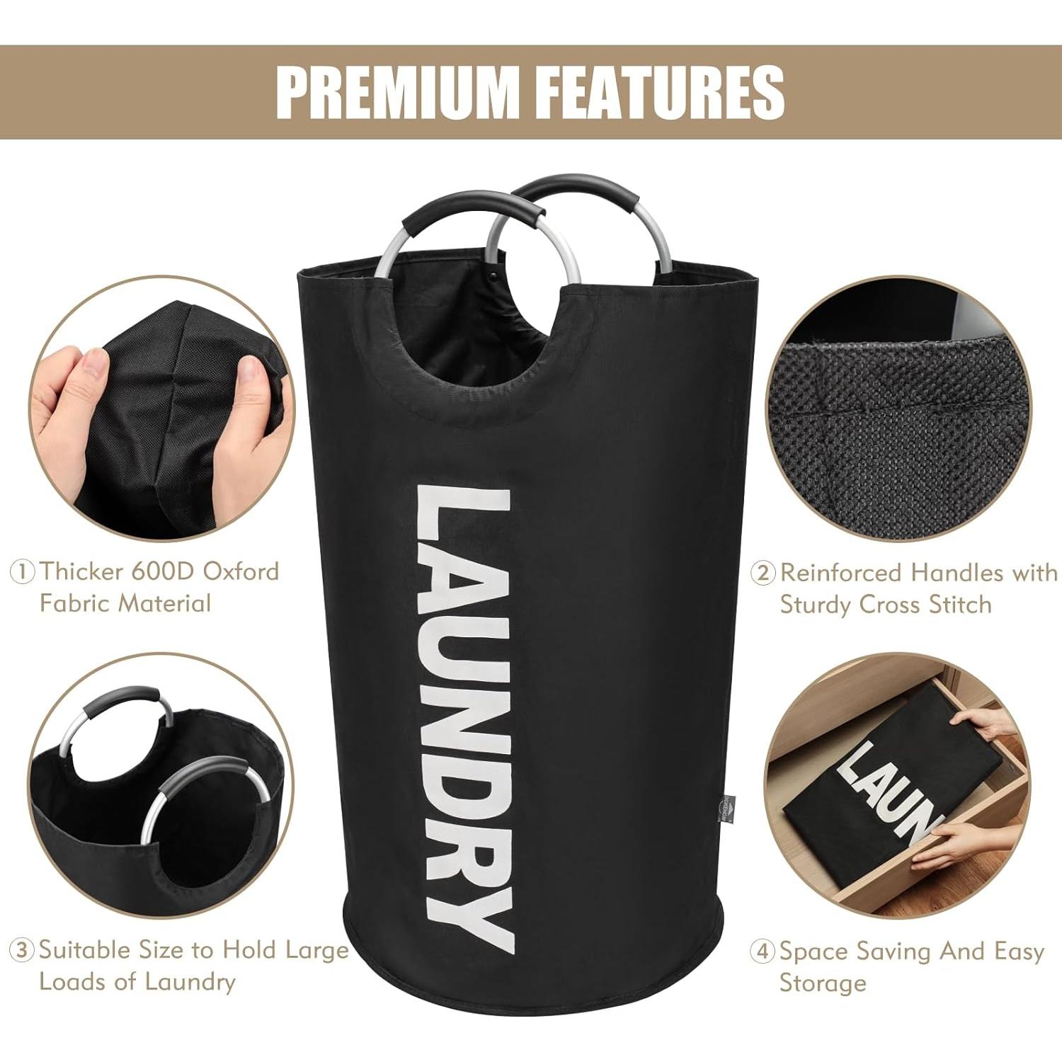 Cesto de Ropa Plegable DOKEHOM 90L Negro para Lavandería