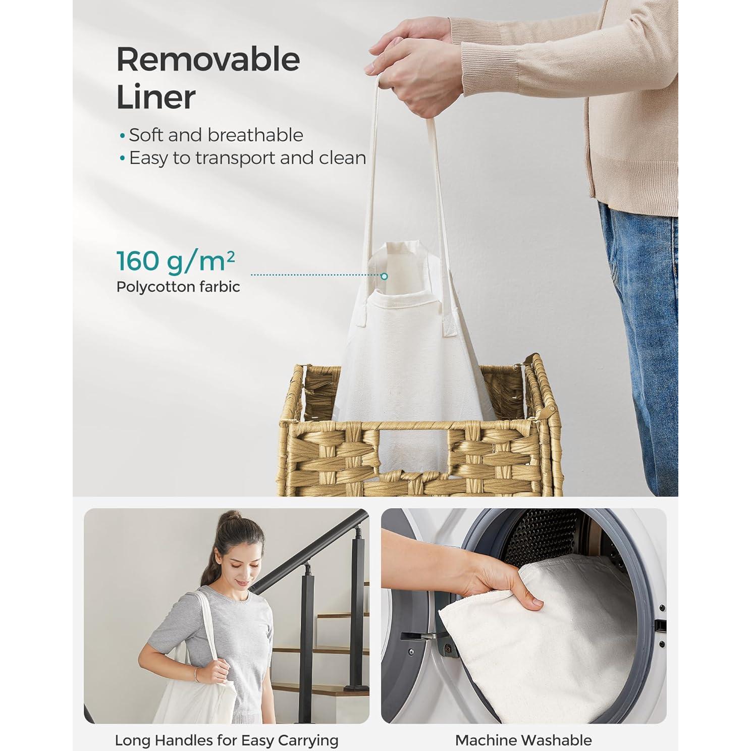 Cesta de Ropa Plegable SONGMICS 90L Amarillo con Tapa