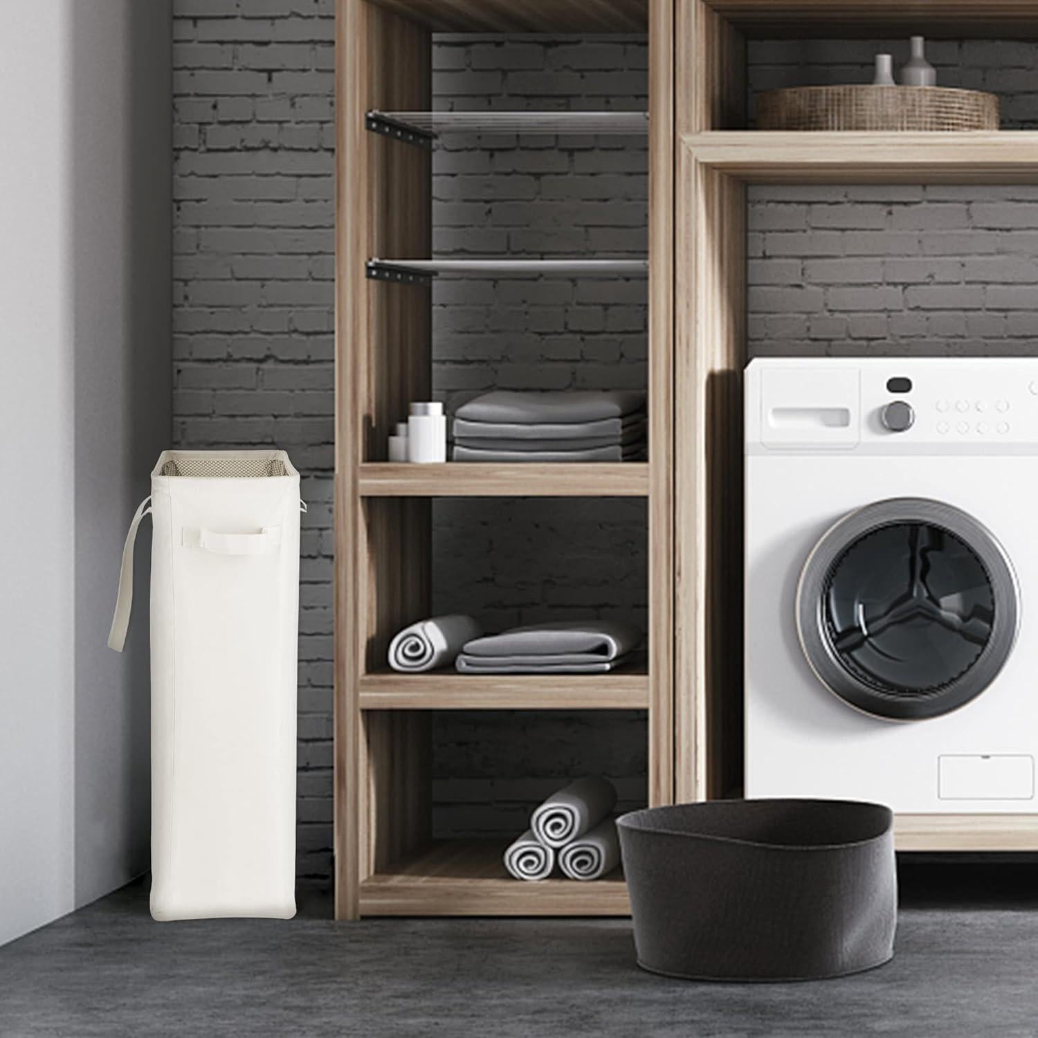 Cesta de Ropa Sucia Plegable Odonata 45L Beige Delgado