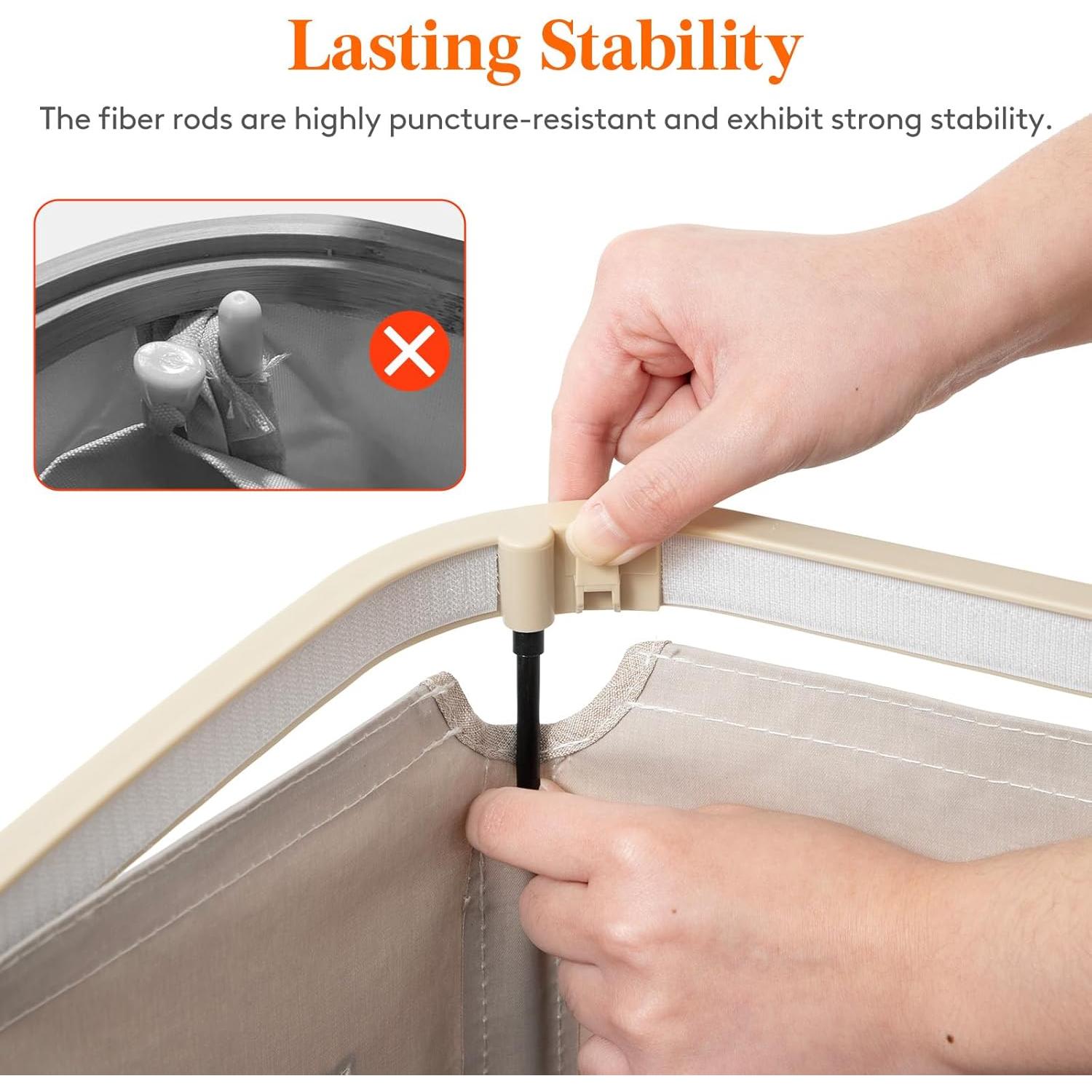 Cesto de Ropa Lifewit 105L con Tapa y Bolsa Extraíble Beige