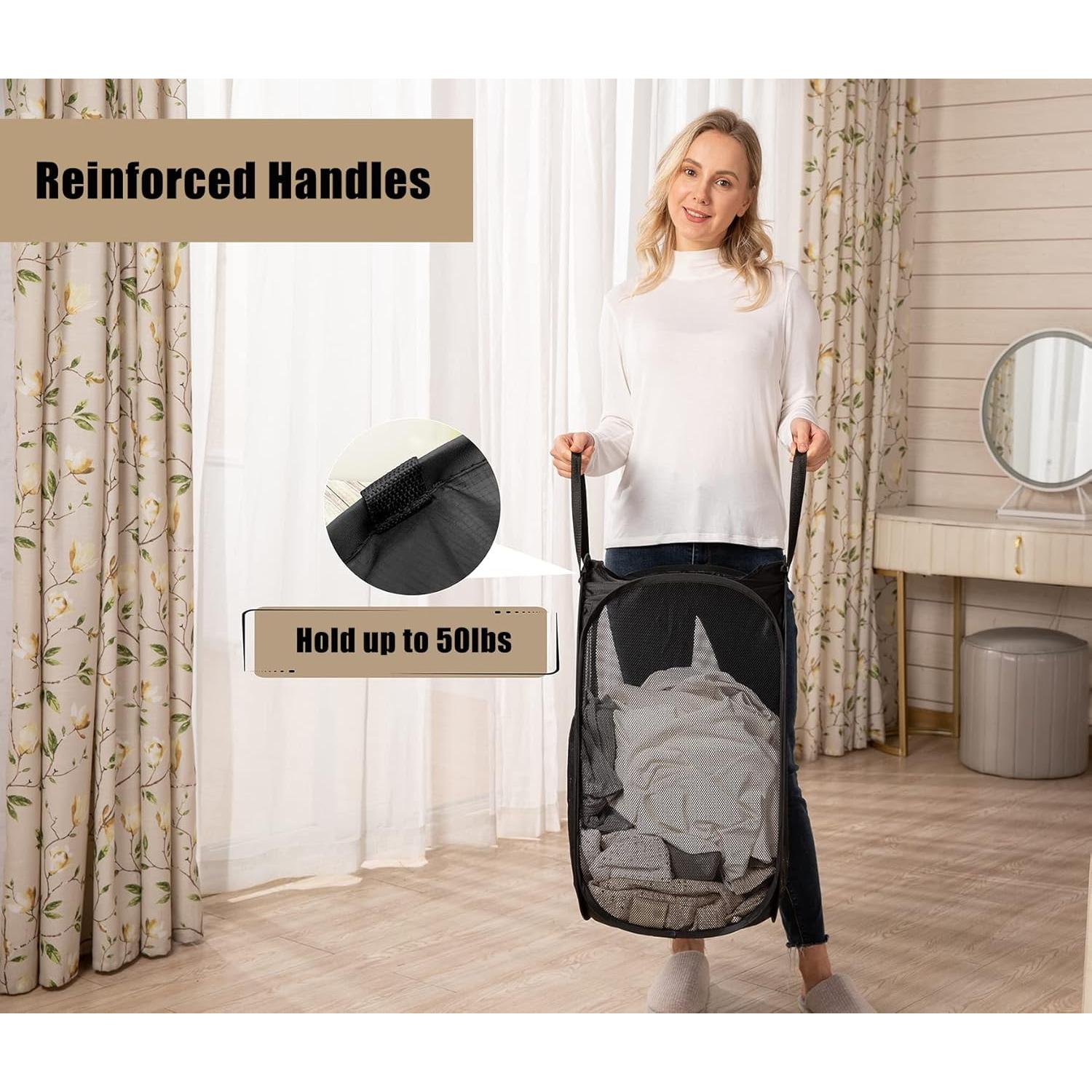 Cesta de Ropa Plegable HOUSE AGAIN - 2 Pcs, 21.77 kg, Negro