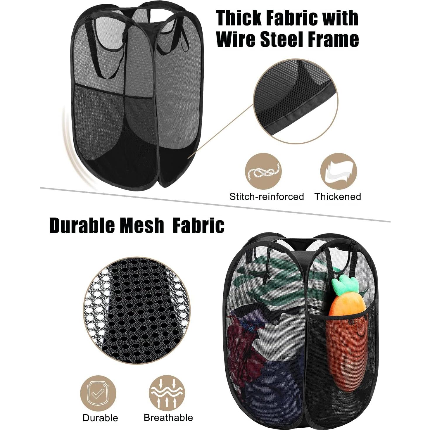 Cesta de Ropa Plegable HOUSE AGAIN - 2 Pcs, 21.77 kg, Negro