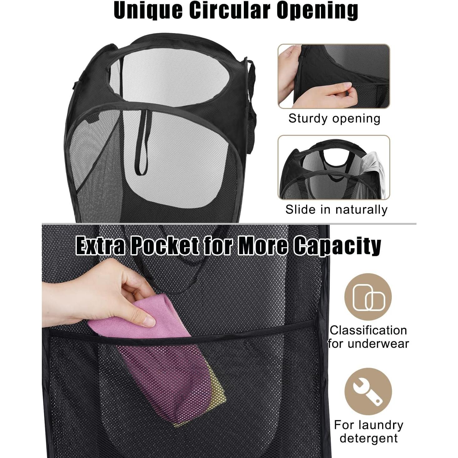 Cesta de Ropa Plegable HOUSE AGAIN - 2 Pcs, 21.77 kg, Negro