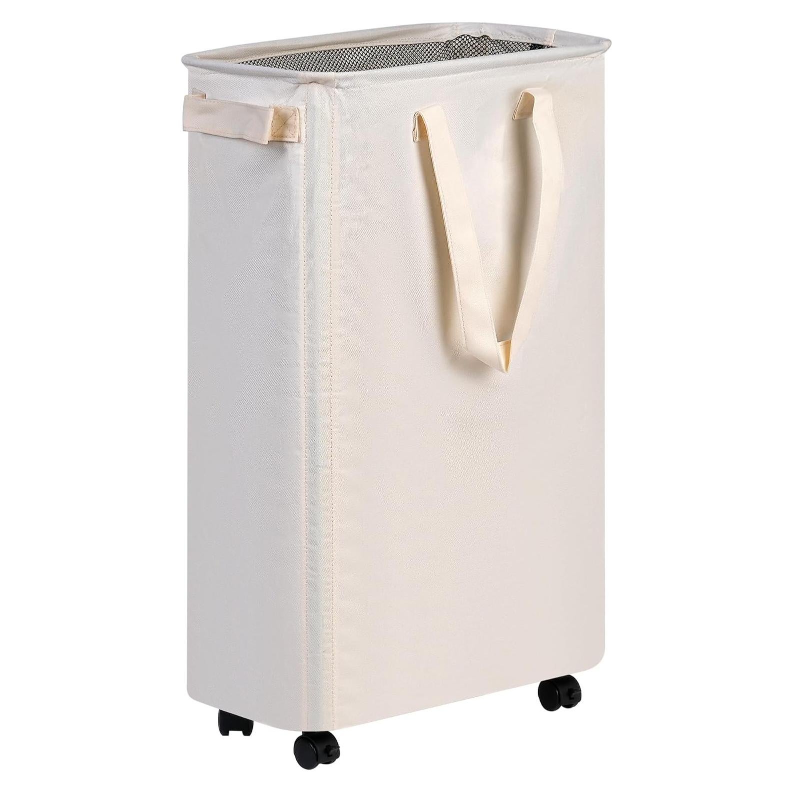 Cesta de Ropa Rodante Efluky 48L Beige para Dormitorio y Lavandería