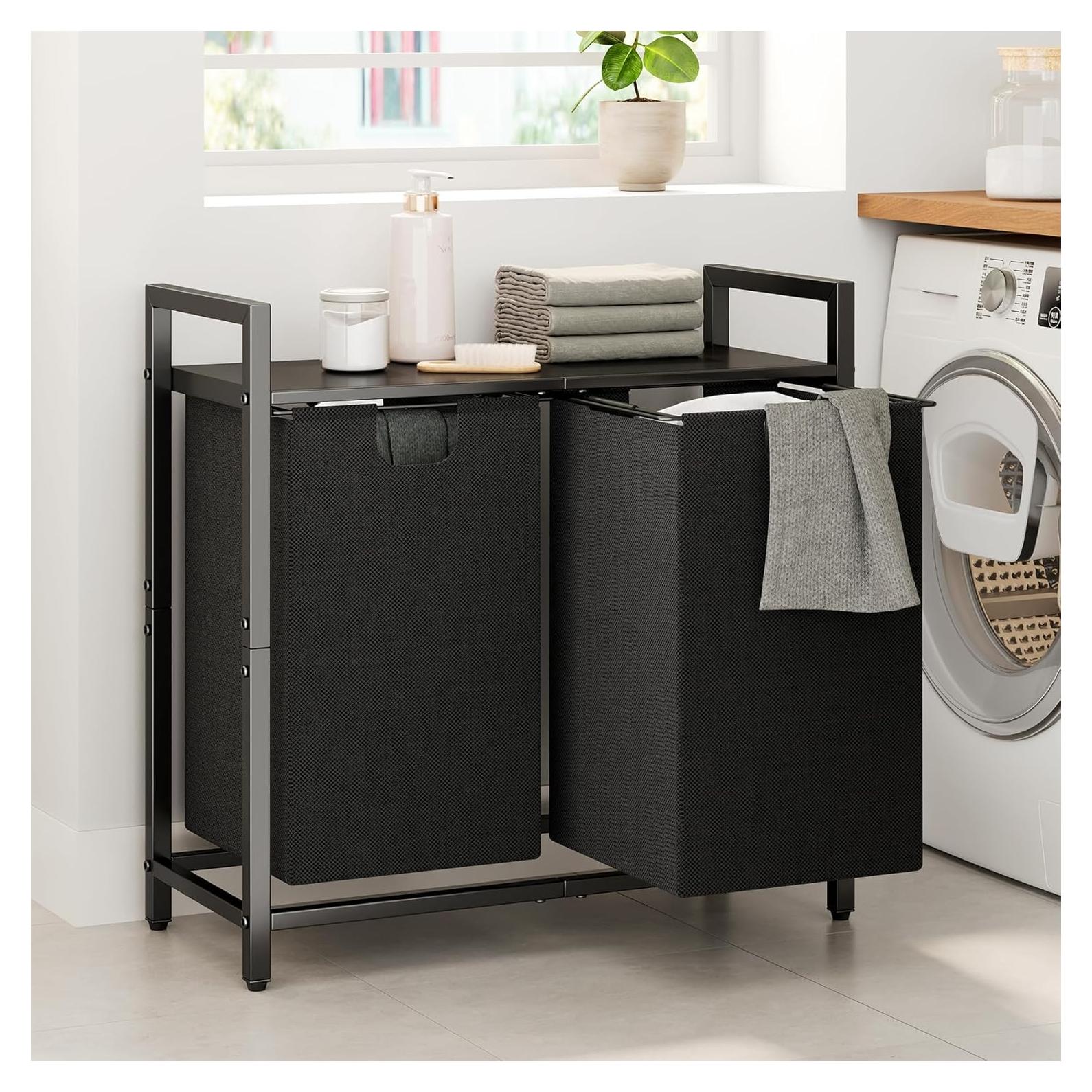 Cesto de Ropa Organizador Kitstorack 89L con Estante y 2 Bolsas