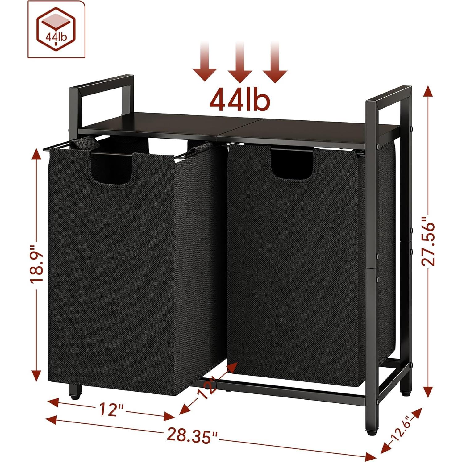 Cesto de Ropa Organizador Kitstorack 89L con Estante y 2 Bolsas