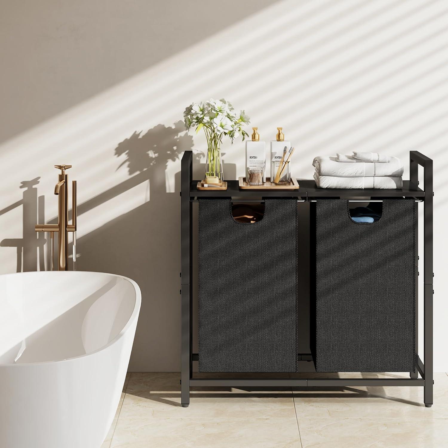 Cesto de Ropa Organizador Kitstorack 89L con Estante y 2 Bolsas