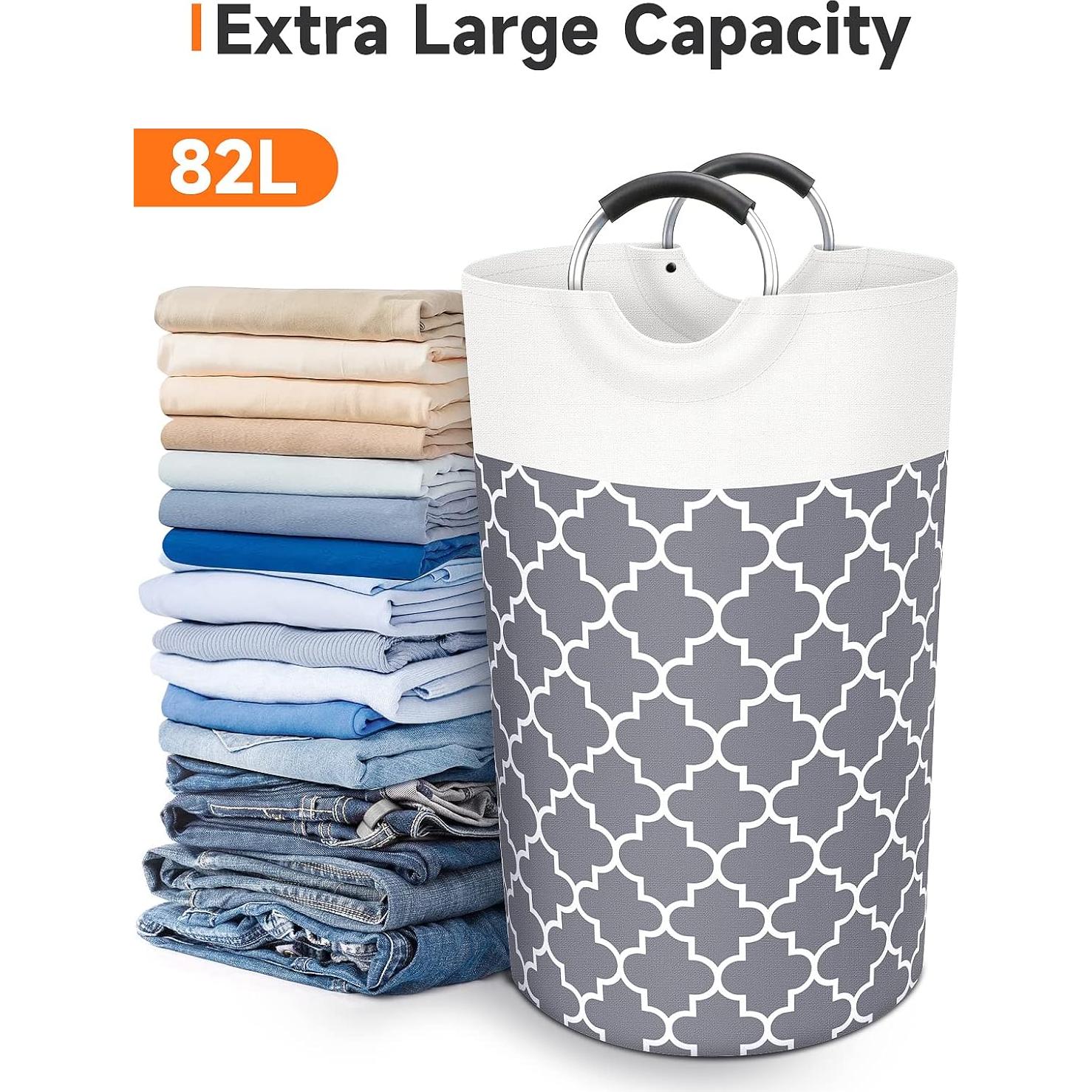 Cesta de Ropa Plegable Fabspace 82L Impermeable Gris