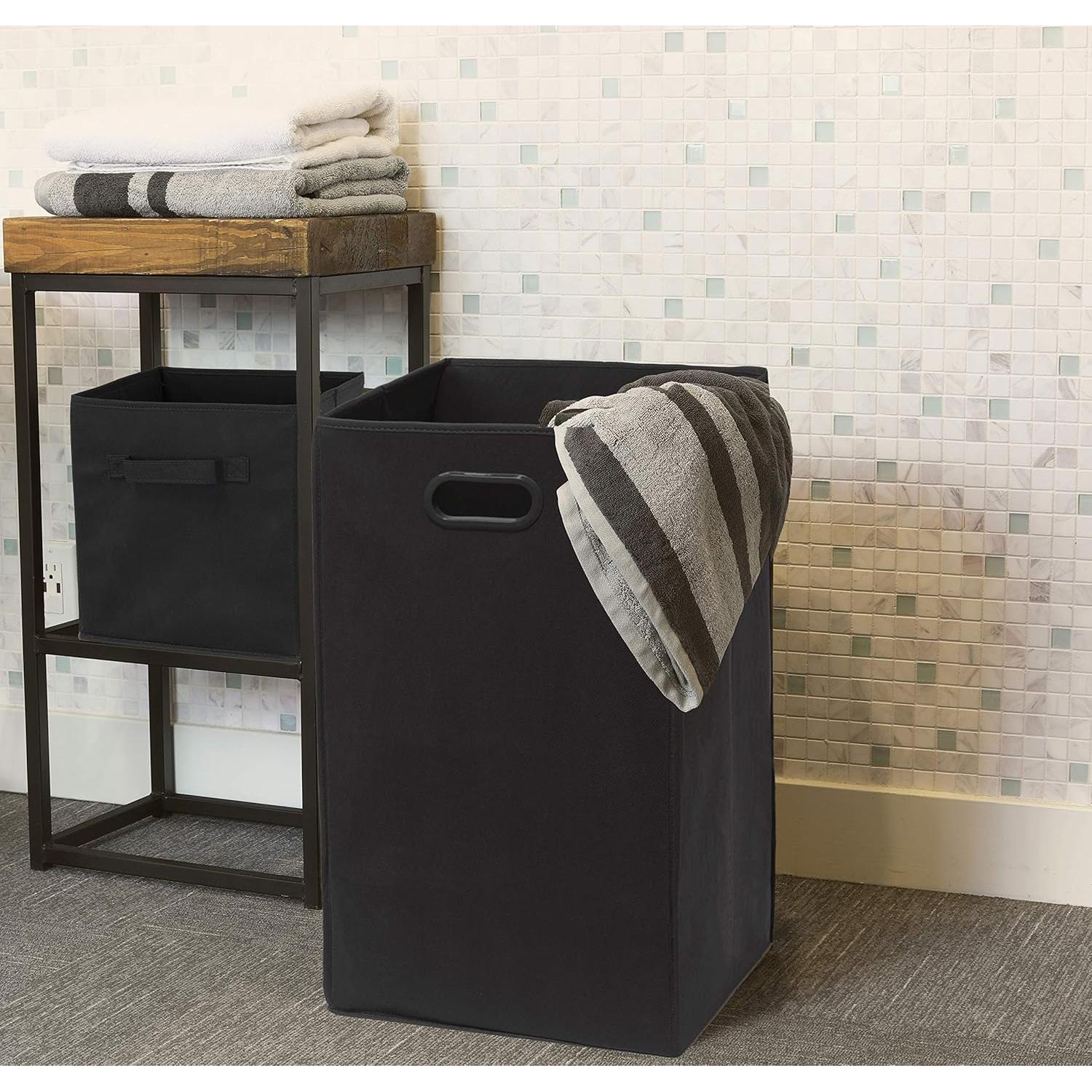 Cesta de Ropa Plegable Simple Houseware Negra 44L