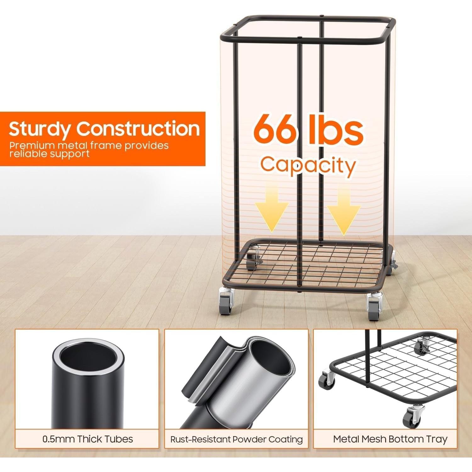 Cesto de Ropa Rodante Olldide 150L con Ruedas y Bolsa Removible