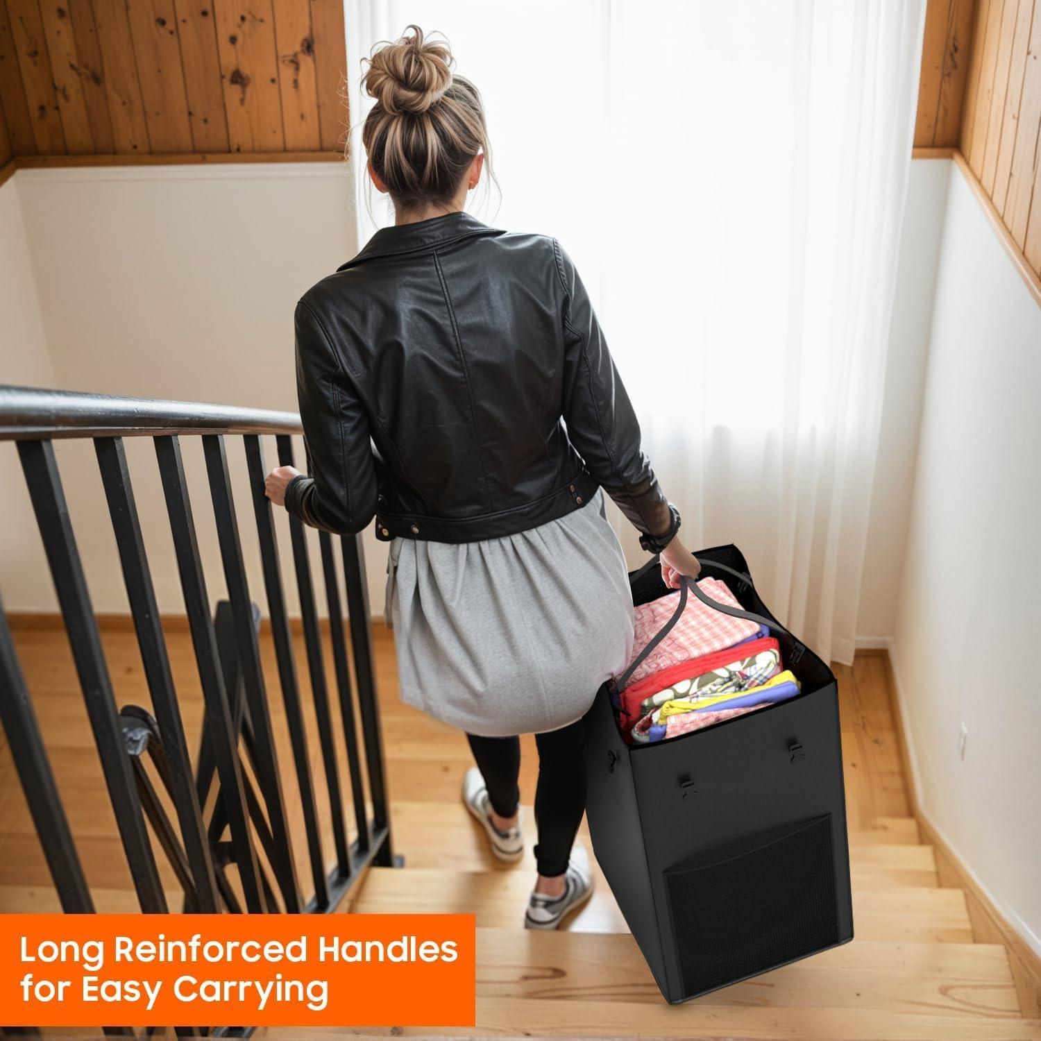 Cesto de Ropa Rodante Olldide 150L con Ruedas y Bolsa Removible