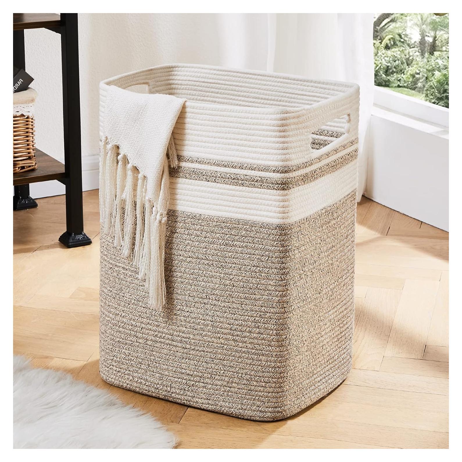 Cesta de Ropa OIAHOMY 76L Algodón Amarillo Plegable