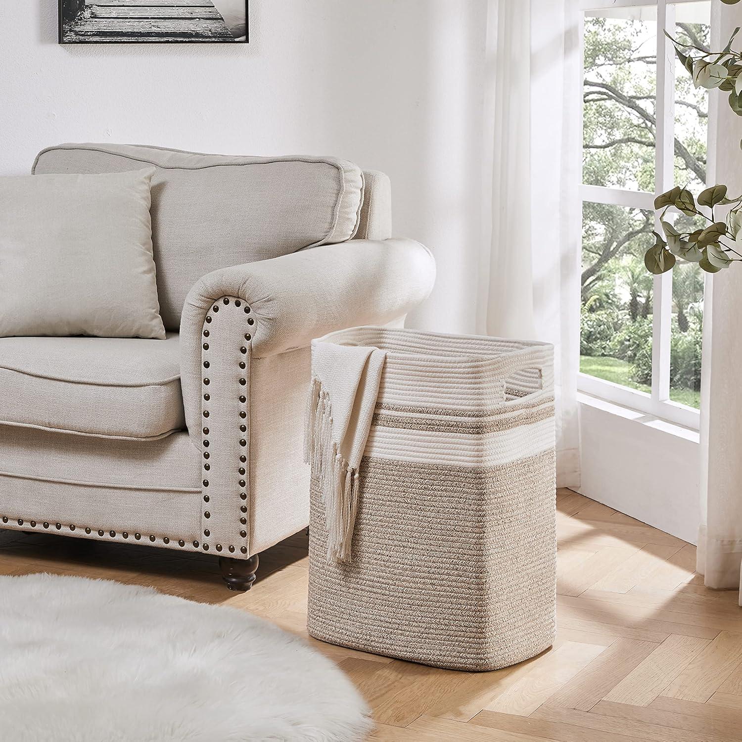 Cesta de Ropa OIAHOMY 76L Algodón Amarillo Plegable