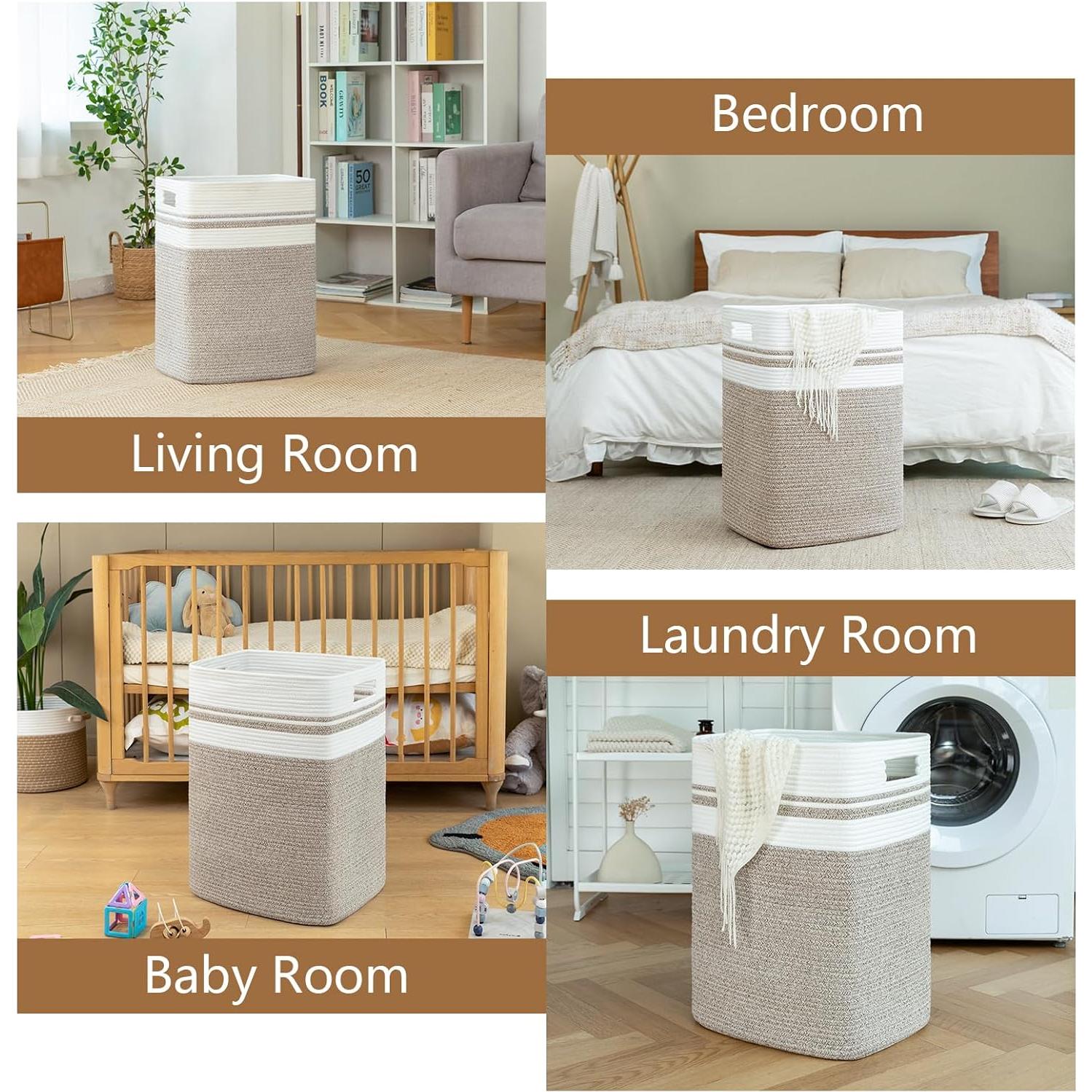 Cesta de Ropa OIAHOMY 76L Algodón Amarillo Plegable