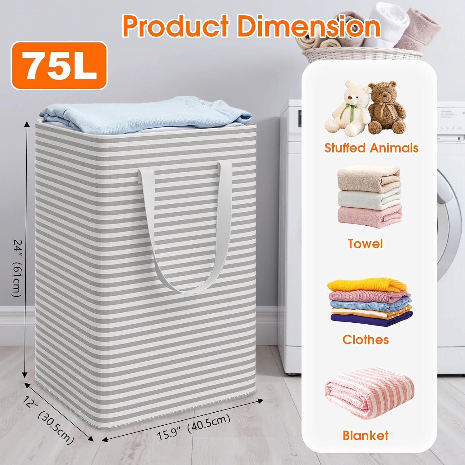 Paquete de 3 Cestas de Ropa Plegables SmartTrends 75L Gris