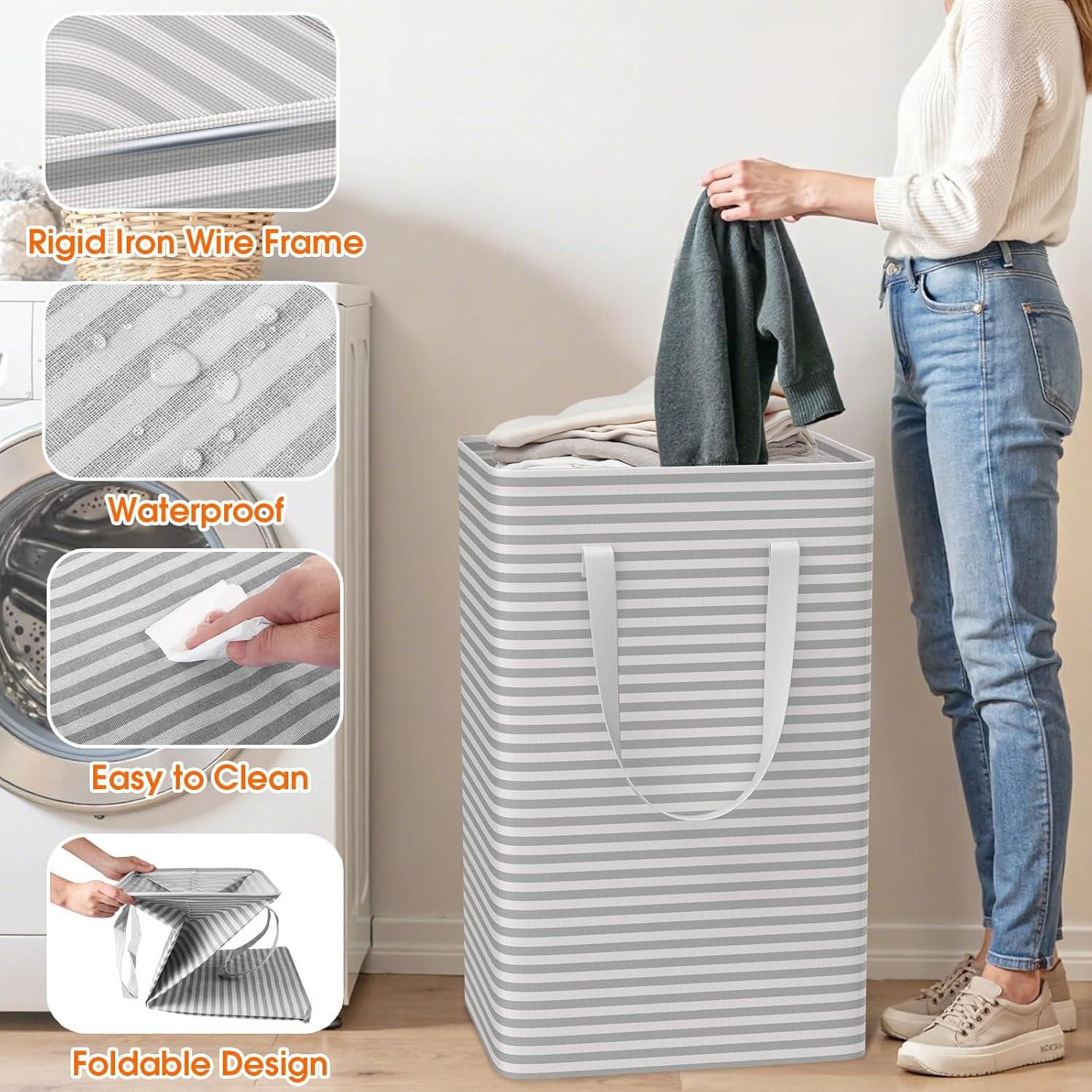 Paquete de 3 Cestas de Ropa Plegables SmartTrends 75L Gris