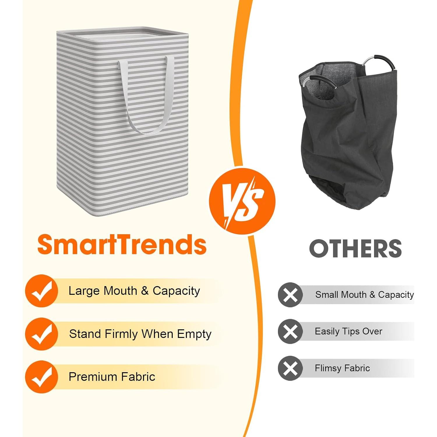 Paquete de 3 Cestas de Ropa Plegables SmartTrends 75L Gris